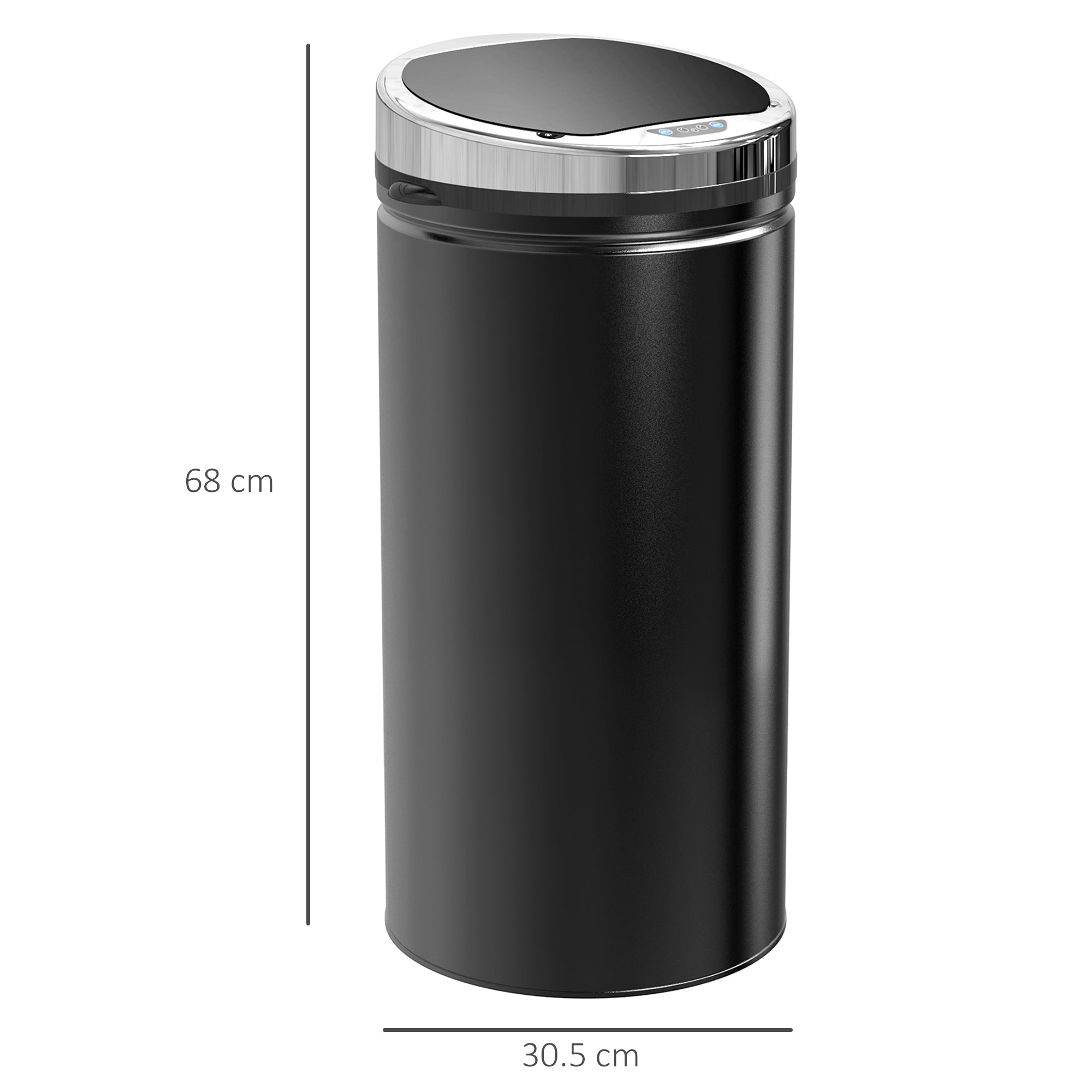 HOMCOM 42L Sensor Bin for Kitchen Waste Automatic Dustbin Motion Detection Dustbin Stainless Steel Rubbish Can with Bucket, Black