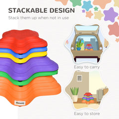 Outsunny Balance Stepping Stones Kids, 6-Piece Starfish Style Non-slip Obstacle Course, Stackable Balance Blocks, Garden Sensory Toys for Toddler 3-8 Years, Indoor Outdoor, Multicoloured
