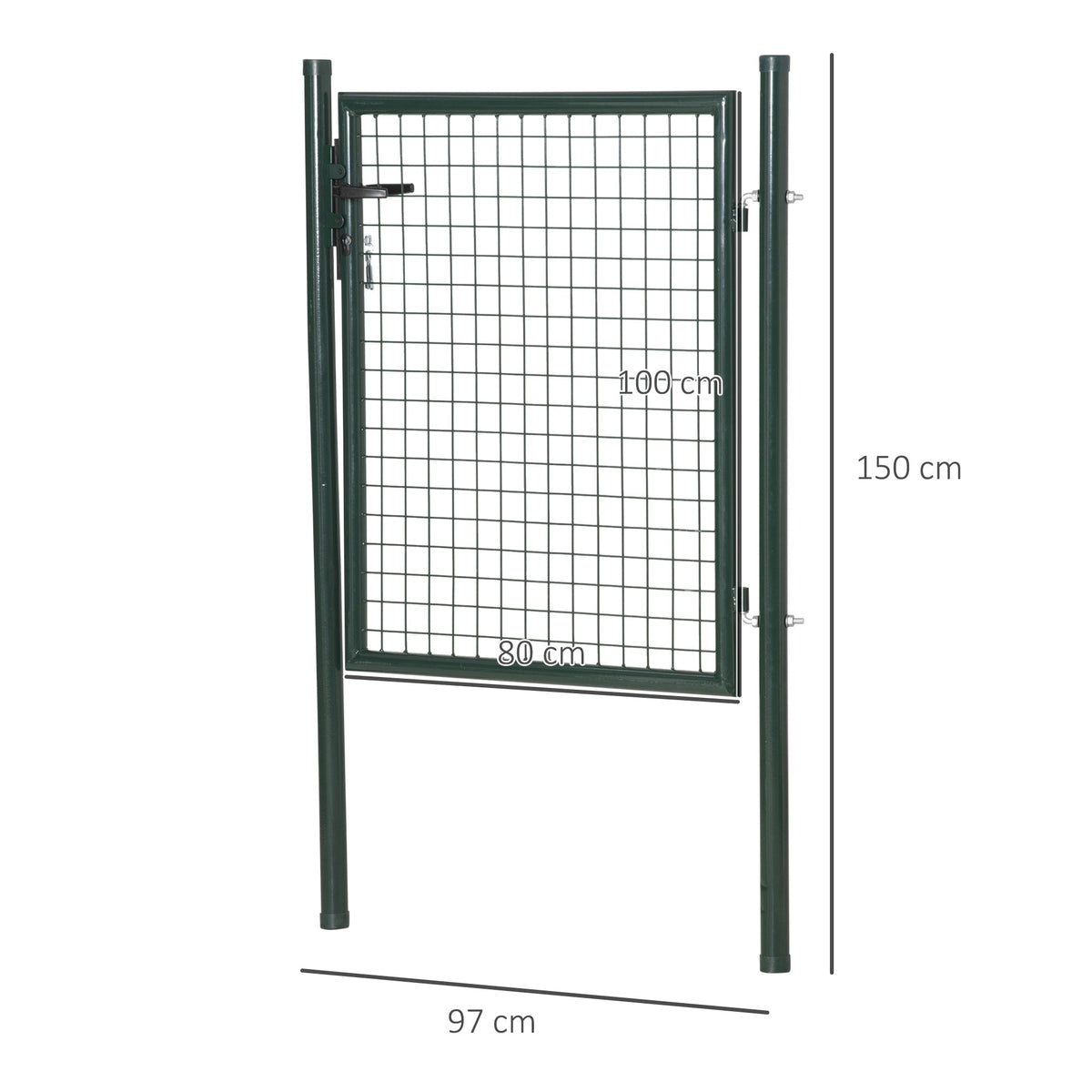 HOMCOM Green Steel Garden Gate with Lock and 3 Keys 97 x 150cm, Green