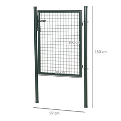 HOMCOM Green Steel Garden Gate with Lock and 3 Keys 97 x 150cm, Green