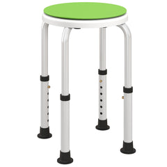 HOMCOM 360 Swivel Shower Chair, Height Adjustable Aluminium Shower Stool with Non-Slip Feet for Disabled, Elderly, Green