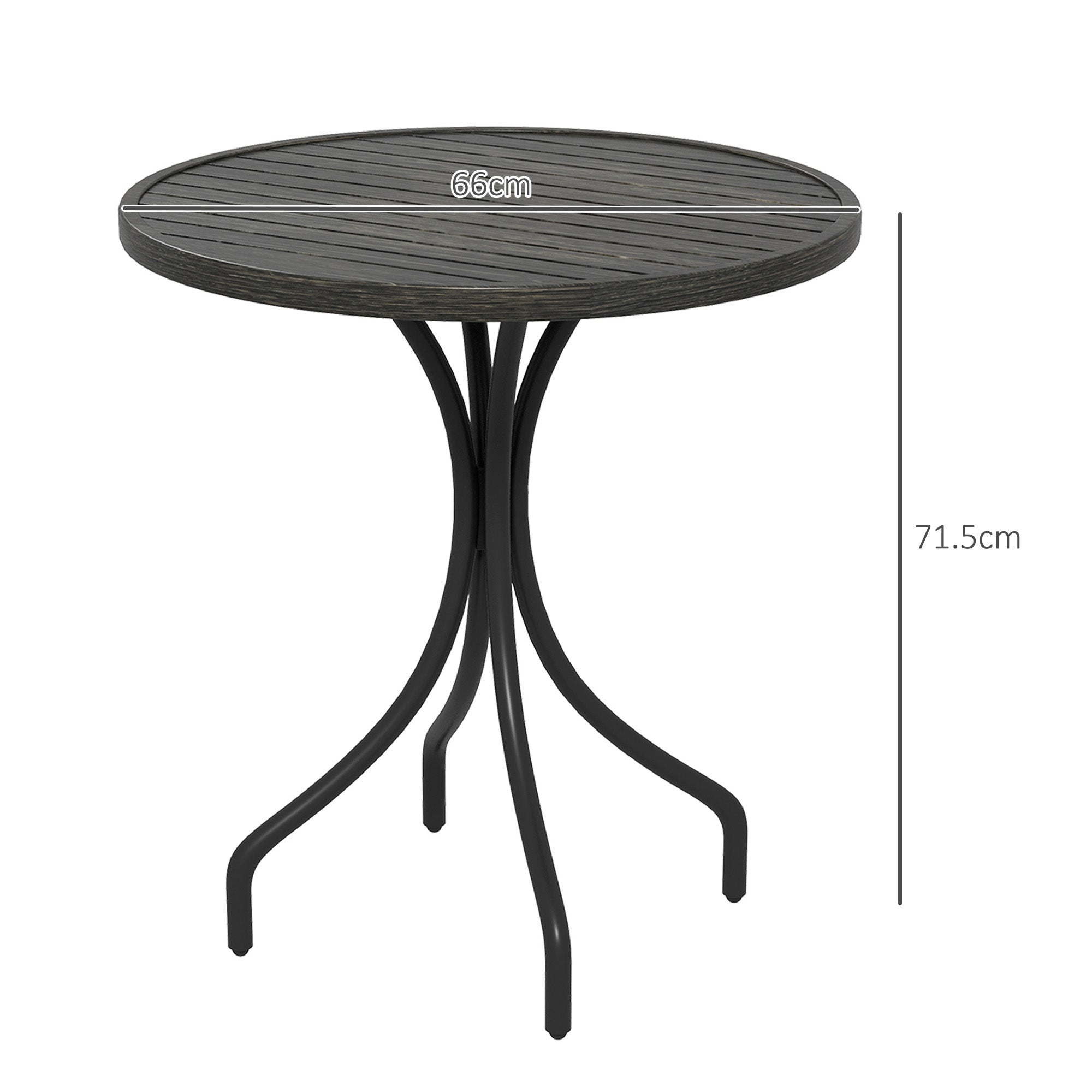 Outsunny 66cm Galvanised Steel Garden Table - Grey