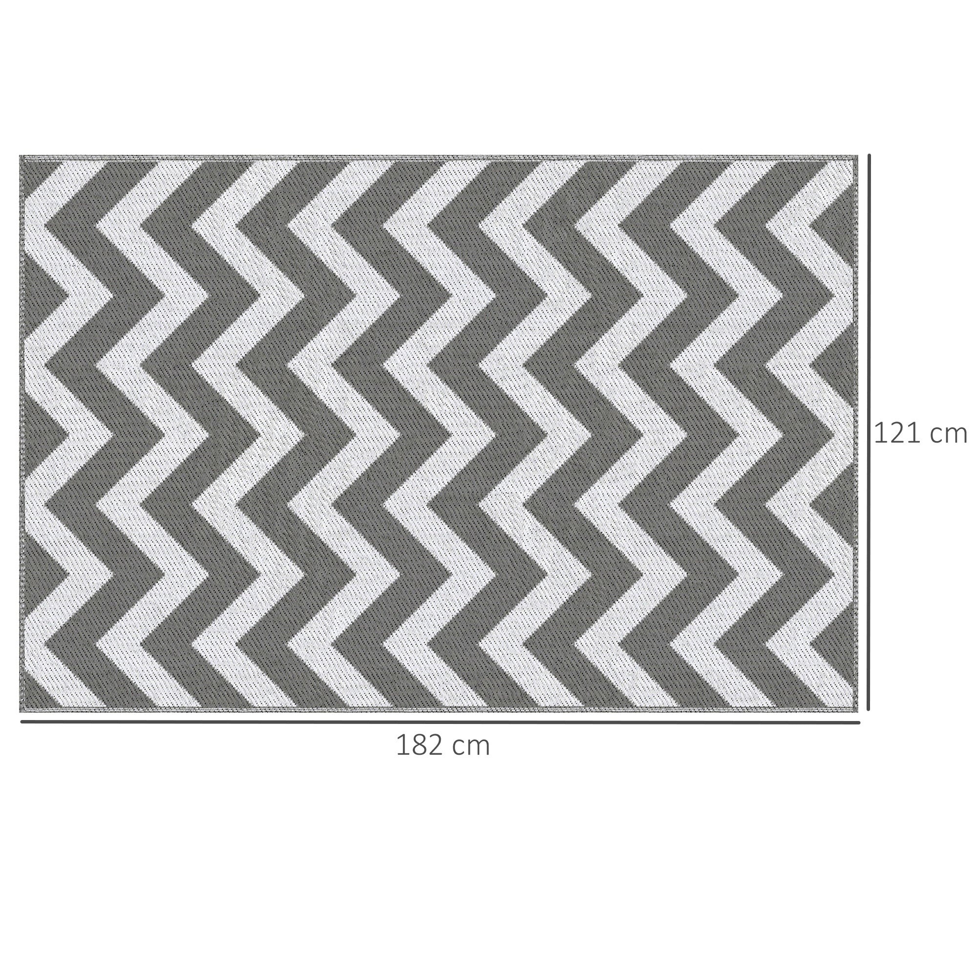 Outsunny 121 x 182 cm(4x6ft) Outdoor Rug Reversible Mat Plastic Straw Rug Portable RV Camping Mat for Garden Deck Picnic Indoor, Light Grey & White
