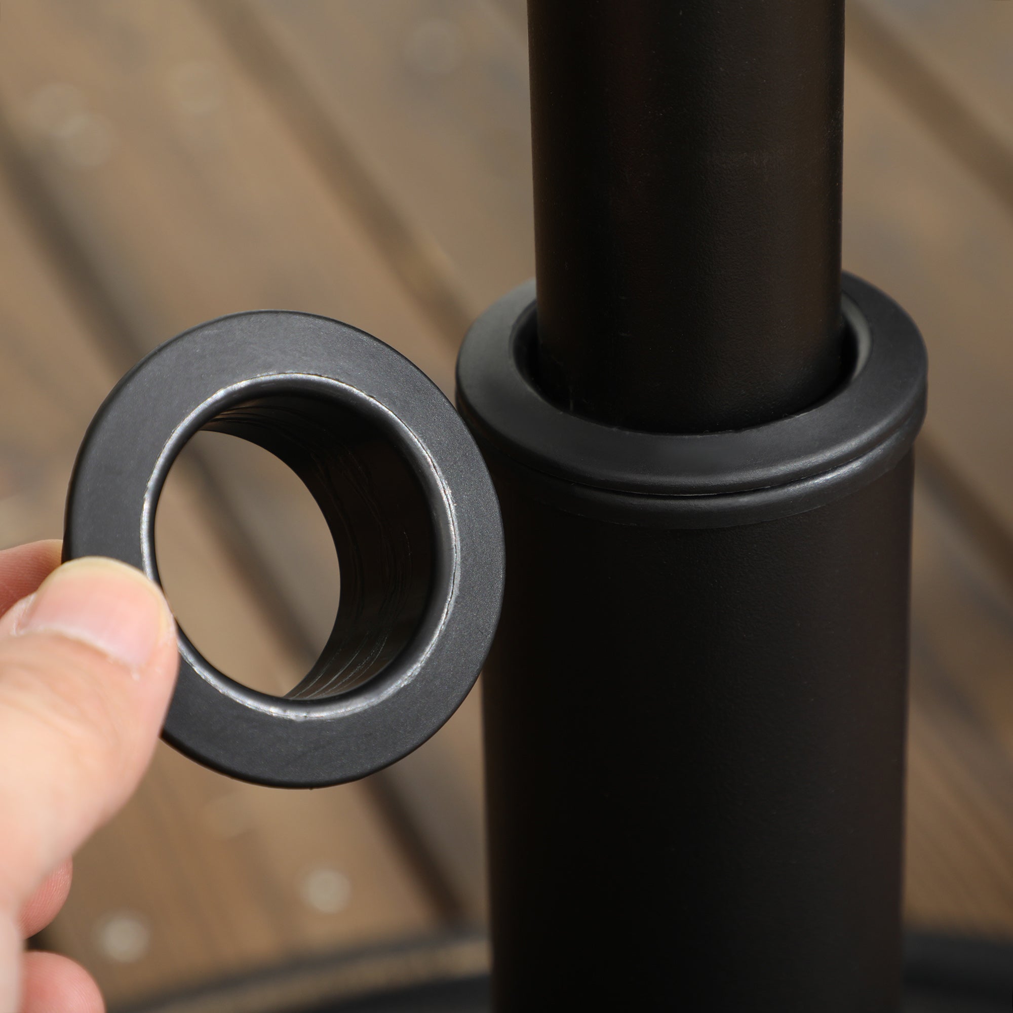 Outsunny 18kg Resin Garden Parasol Base, Round Outdoor Market Umbrella Stand Weight for Poles of 38mm to 48mm, Bronze