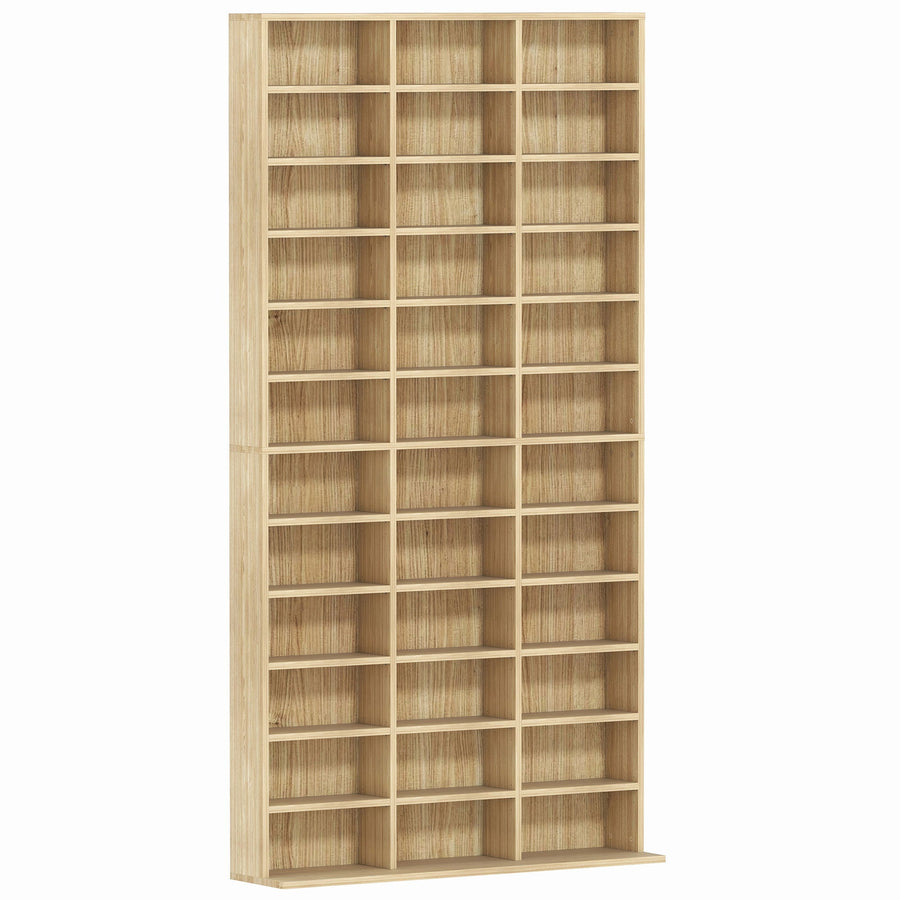 HOMCOM CD Storage Unit with Adjustable Shelves, 102 x 195 cm, Oak Tone