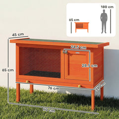 PawHut Wooden Rabbit Hutch, Guinea Pig Hutch with Asphalt Roof, Outdoor Elevated Bunny House for Rabbits, Chinchillas