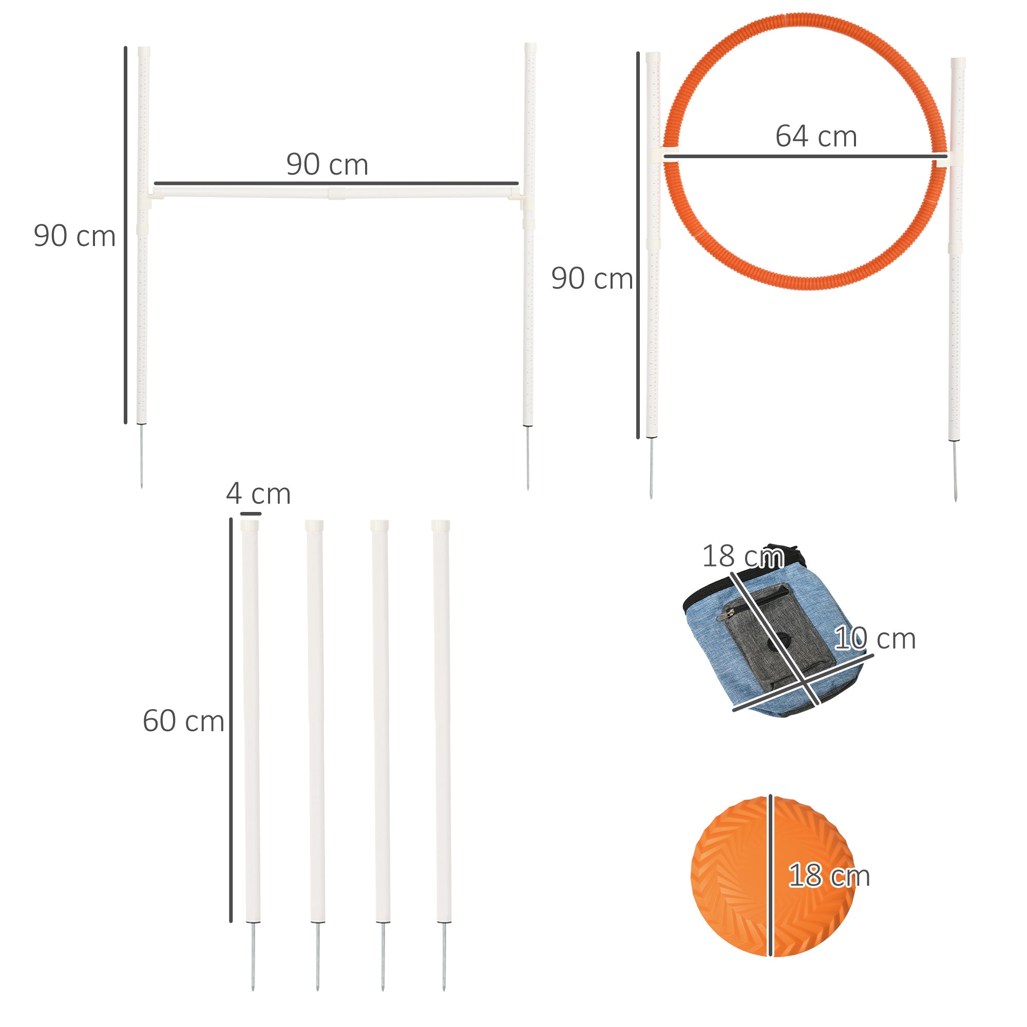 PawHut Dog Agility Training Equipment for Dogs with Carry Bag - Multicoloured