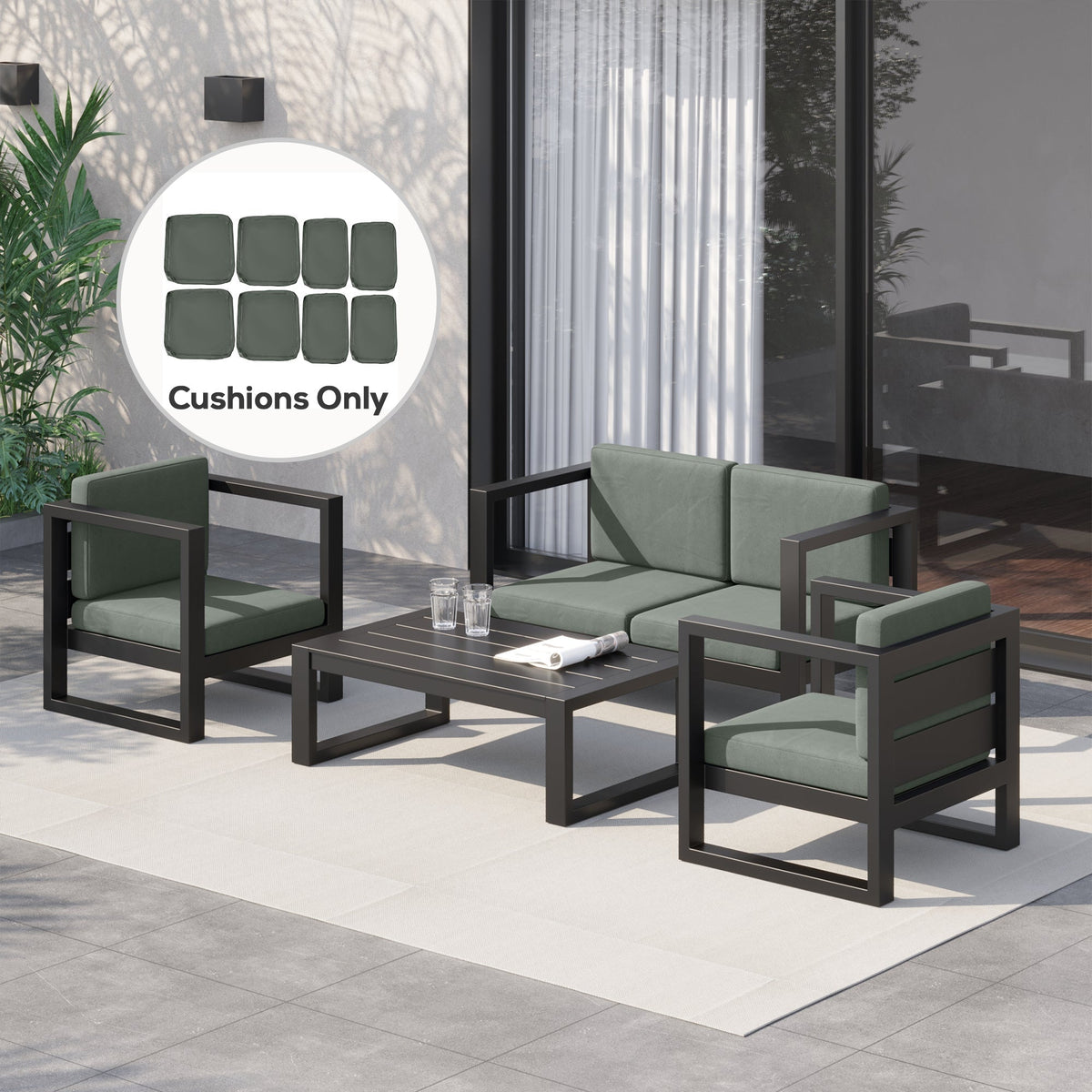 Outsunny Replacement Cushion Cover Garden Rattan Patio Furniture Seat Cover Polyester Outdoor Deep Grey- No Cushion Included