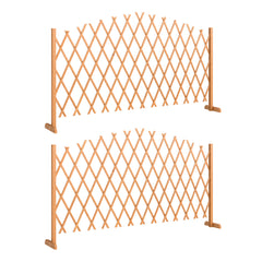 Outsunny 2 Pack Expanding Fence Panels, Wooden Freestanding Garden Fence with Stable Feet, 180 x 30 x 103cm, Brown