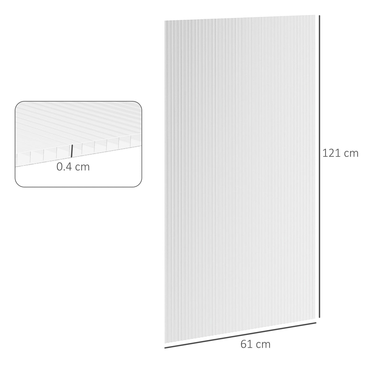 Outsunny 14 Pieces Polycarbonate Sheets, 121 x 61 x 0.4cm Twin-Wall Plastic Roofing Sheets, 10m Replacement Greenhouse Panels, Waterproof and UV Protection, Clear