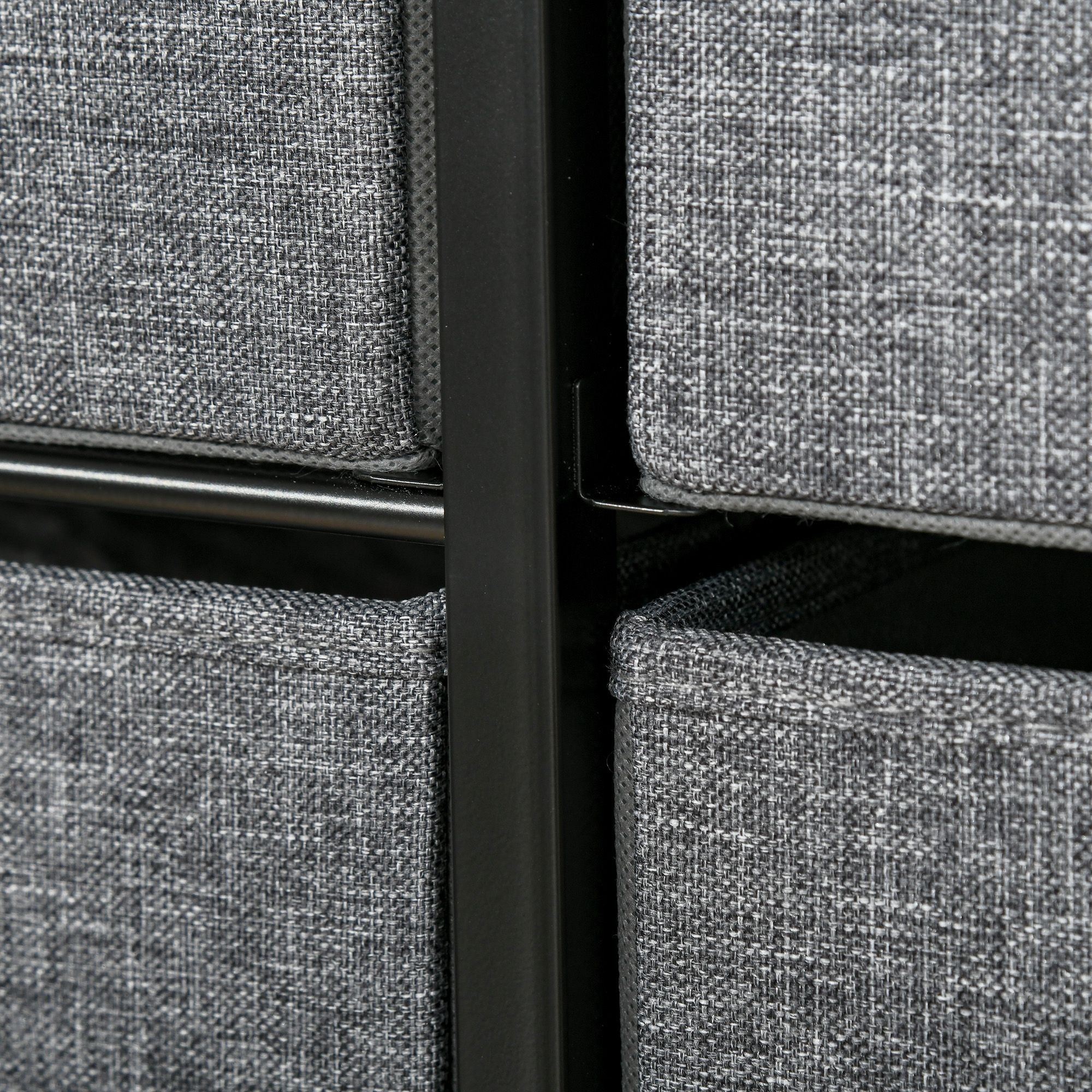 HOMCOM Chest of Drawers with 7 Foldable Drawers, 3-Tier Fabric Bedroom Dresser, Clothes Storage Unit for Bedroom, Living Room, Grey