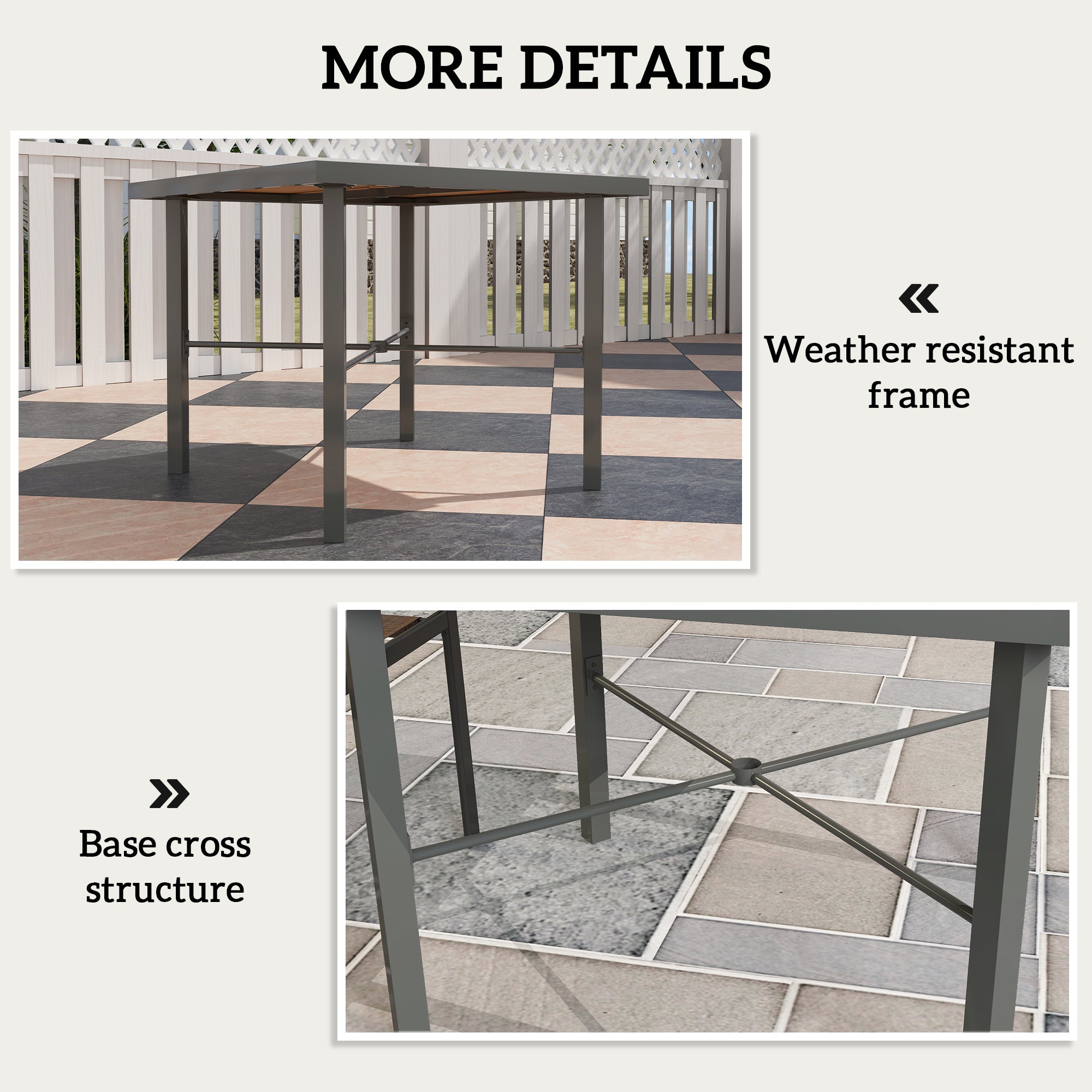 Outsunny Garden Table for 4, 90 cm Rectangular Outdoor Dining Table with 4.2 cm Umbrella Hole, Wood Effect Top, Rust Resistant Frame, for Patio, Balcony, Terrace, Natural Wood Finish