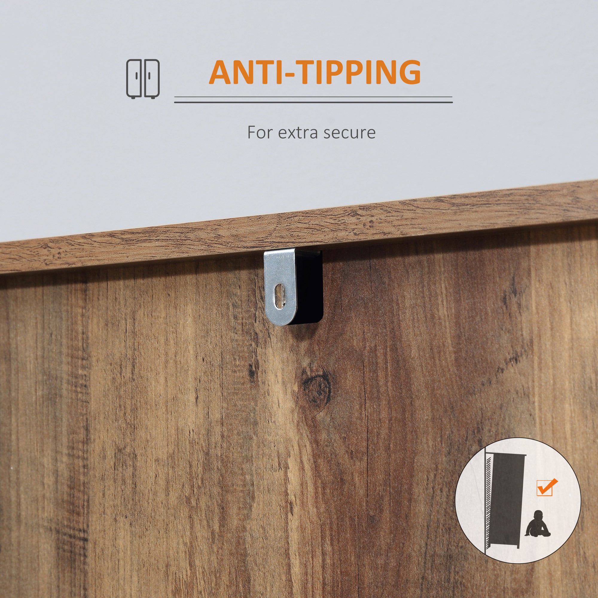 HOMCOM Industrial Sideboard with 3 Drawers, Storage Cabinet, Accent Cupboard with 2 Doors and Adjustable Shelves for Kitchen, Dining Room, Living Room, Distressed Brown