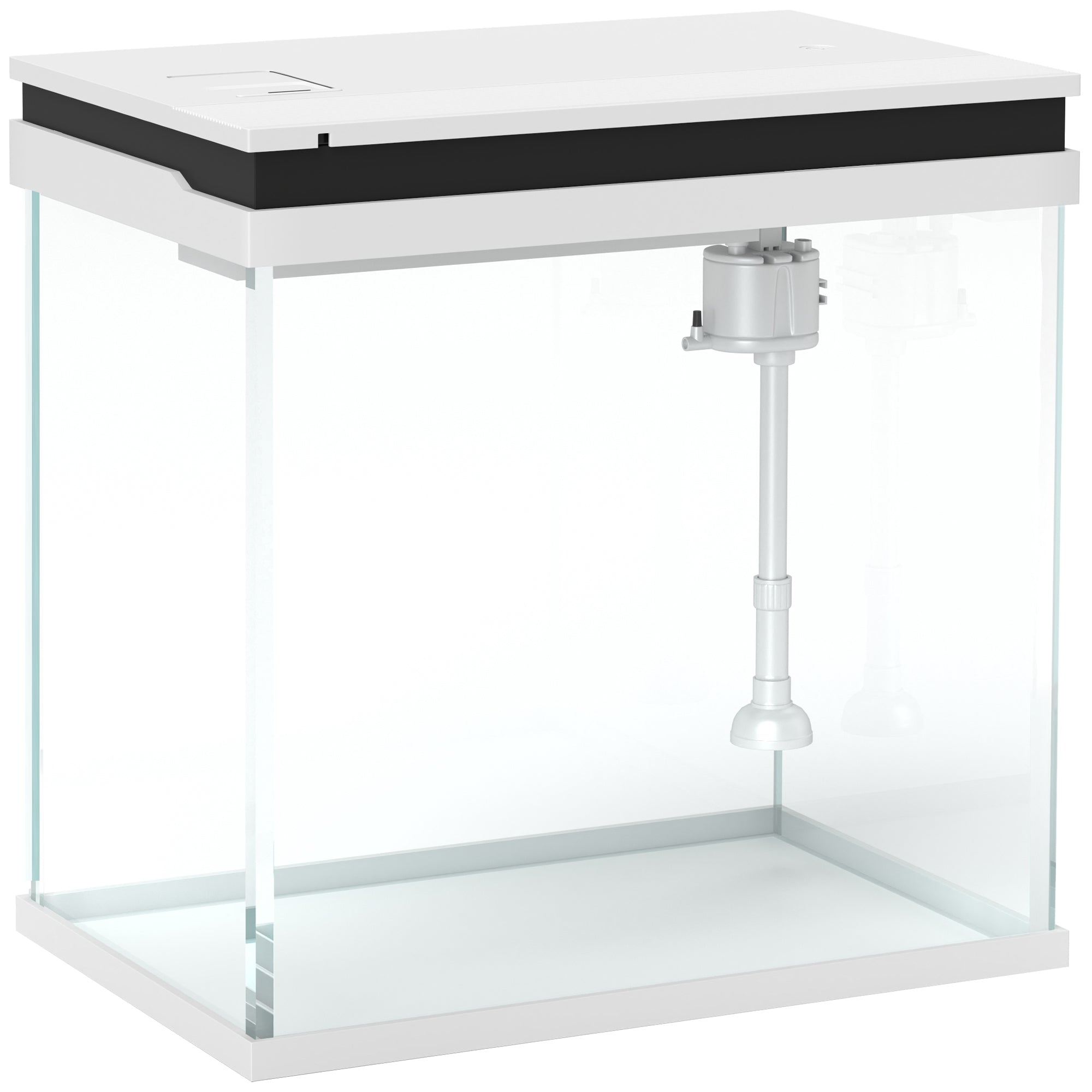 PawHut 26L Glass Fish Tank With Filter System, LED Lights, Water Pump, White