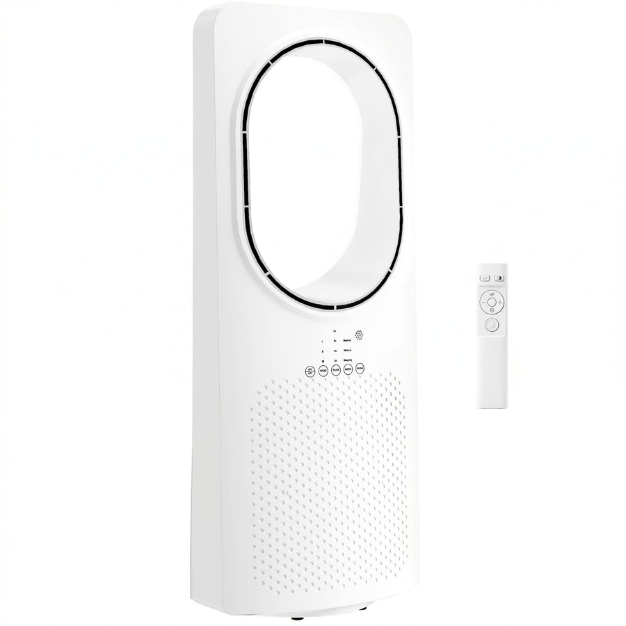 HOMCOM Bladeless Tower Fan for Bedroom, 36dB Standing Cooling Fan with Oscillating, 3 Speeds, 3 Modes, 15H Timer, White