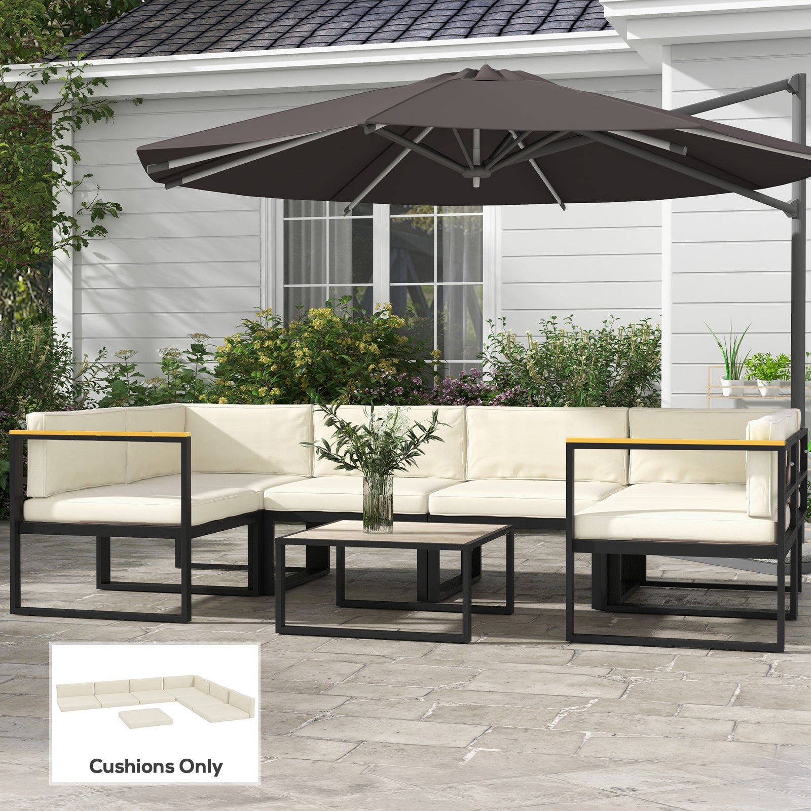 Outsunny 14-piece Dining Set Cushions - Cream