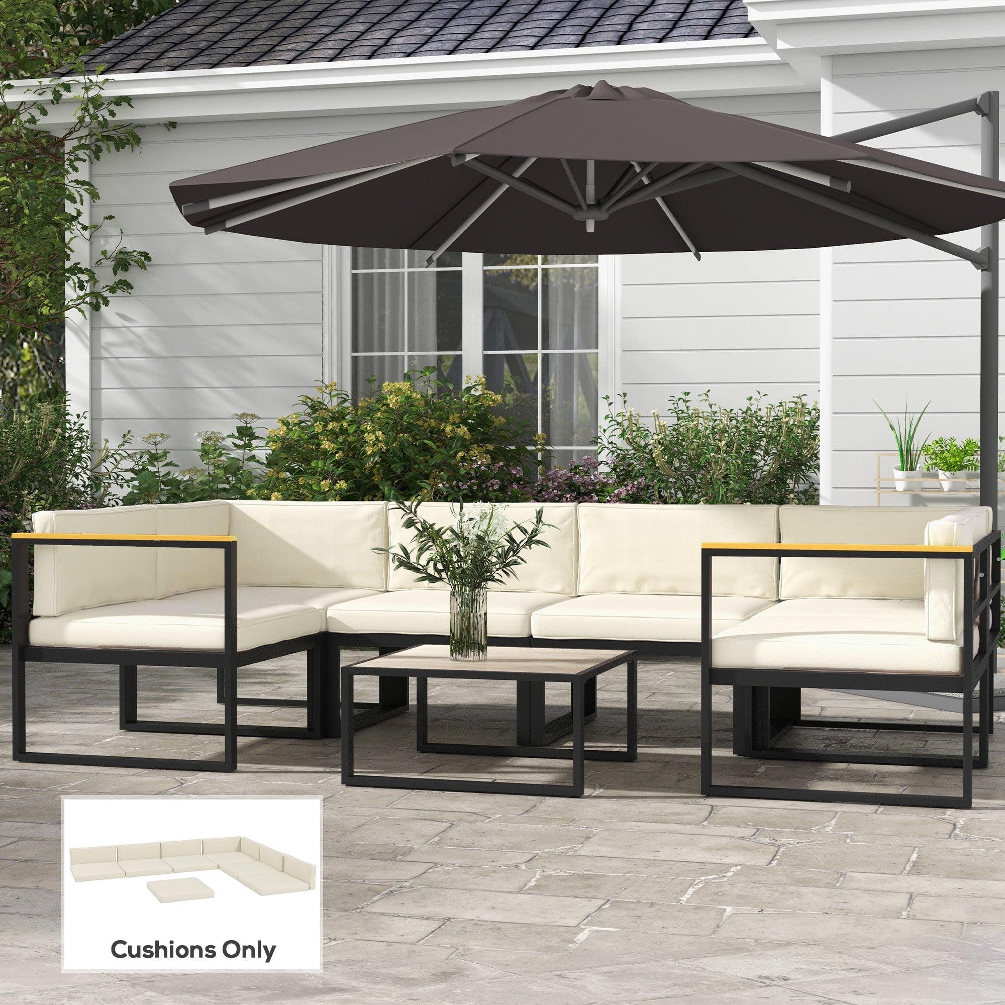 Outsunny Set of 14 Dining Set Cushions - Cream