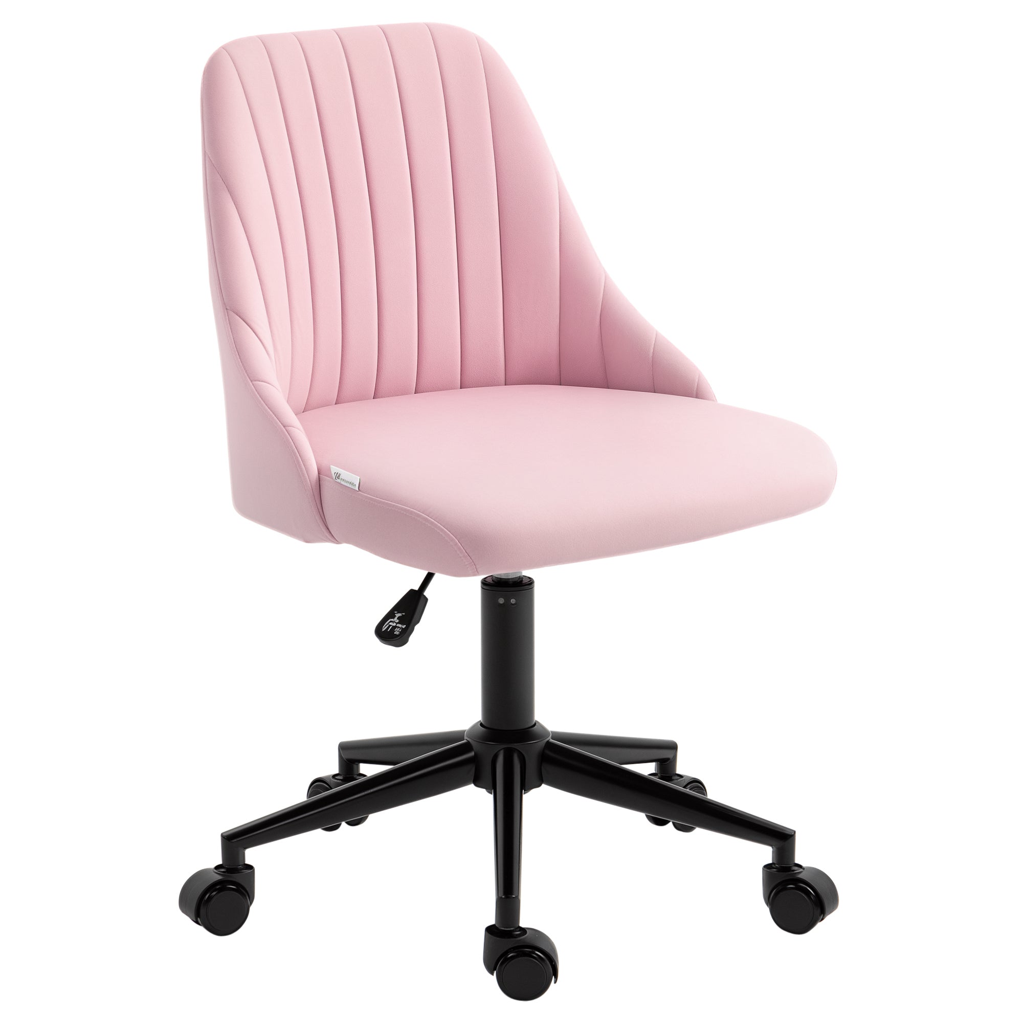 Vinsetto Velvet-Feel Armless Office Chair - Pink