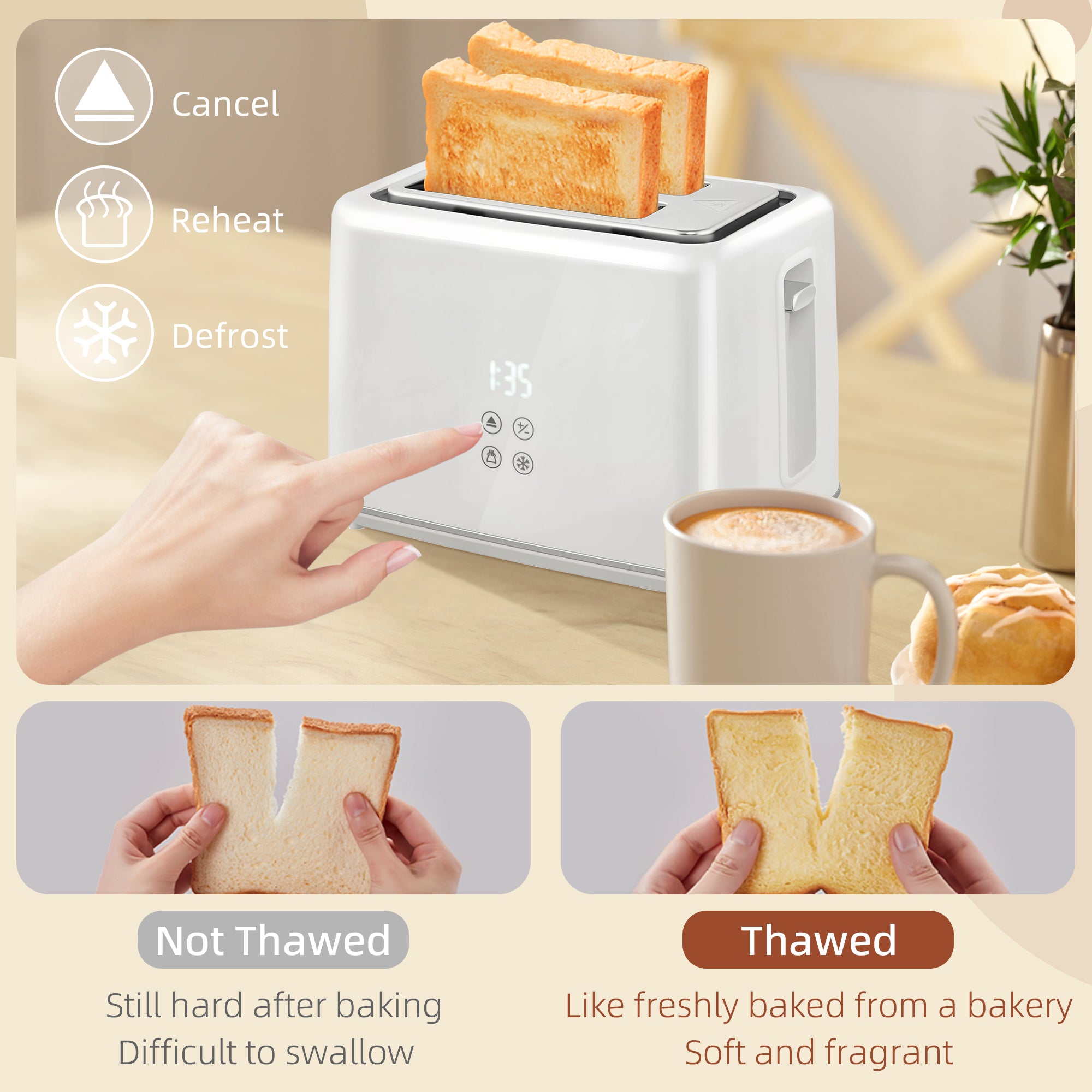 HOMCOM Polished Metal Kettle and Toaster Set - White