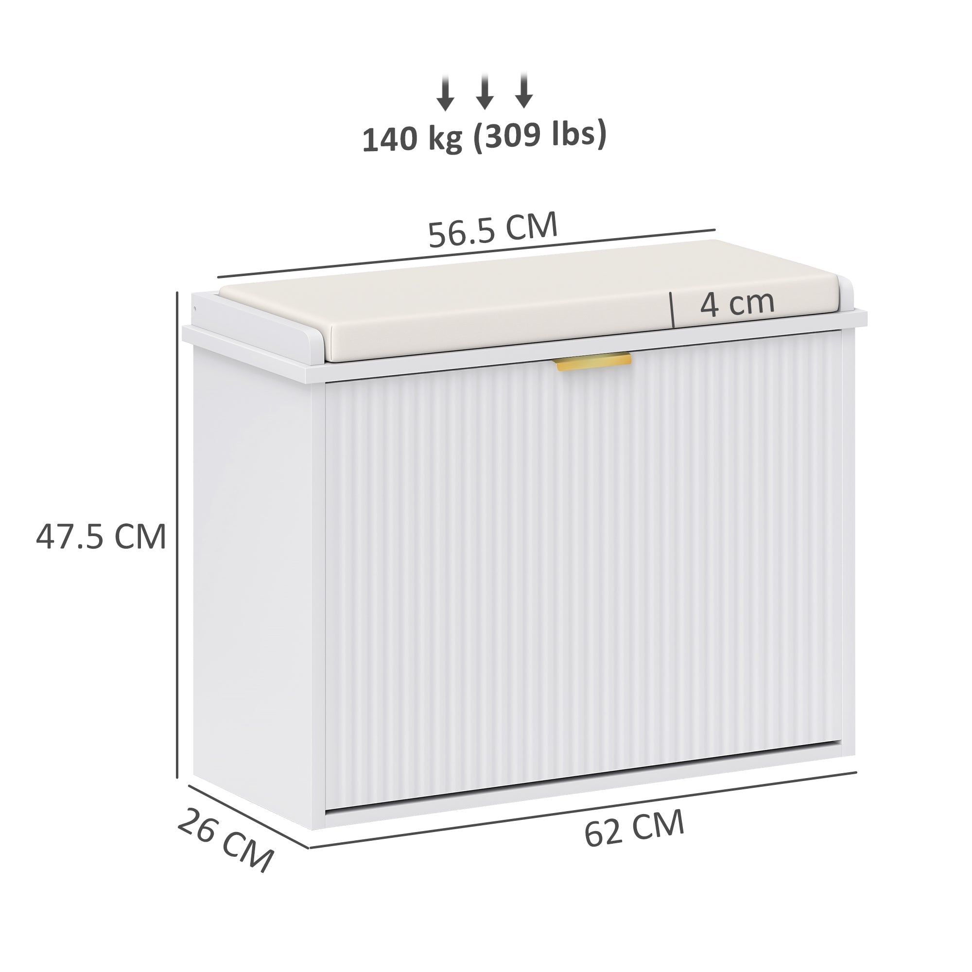 HOMCOM Elegant Six Shoe Bench, with Top Seat - White