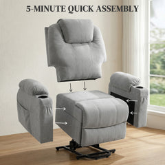 HOMCOM Power Lift Recliner Chair with Pocket Spring, Electric Lift Chair with Wide Backrest, Light Grey