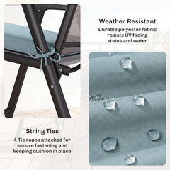 Outsunny Set of 6 Chair Cushion Seat Pads Dining Chair w/ Straps, Indoor Outdoor Removable Tie On Garden Patio, Light Grey