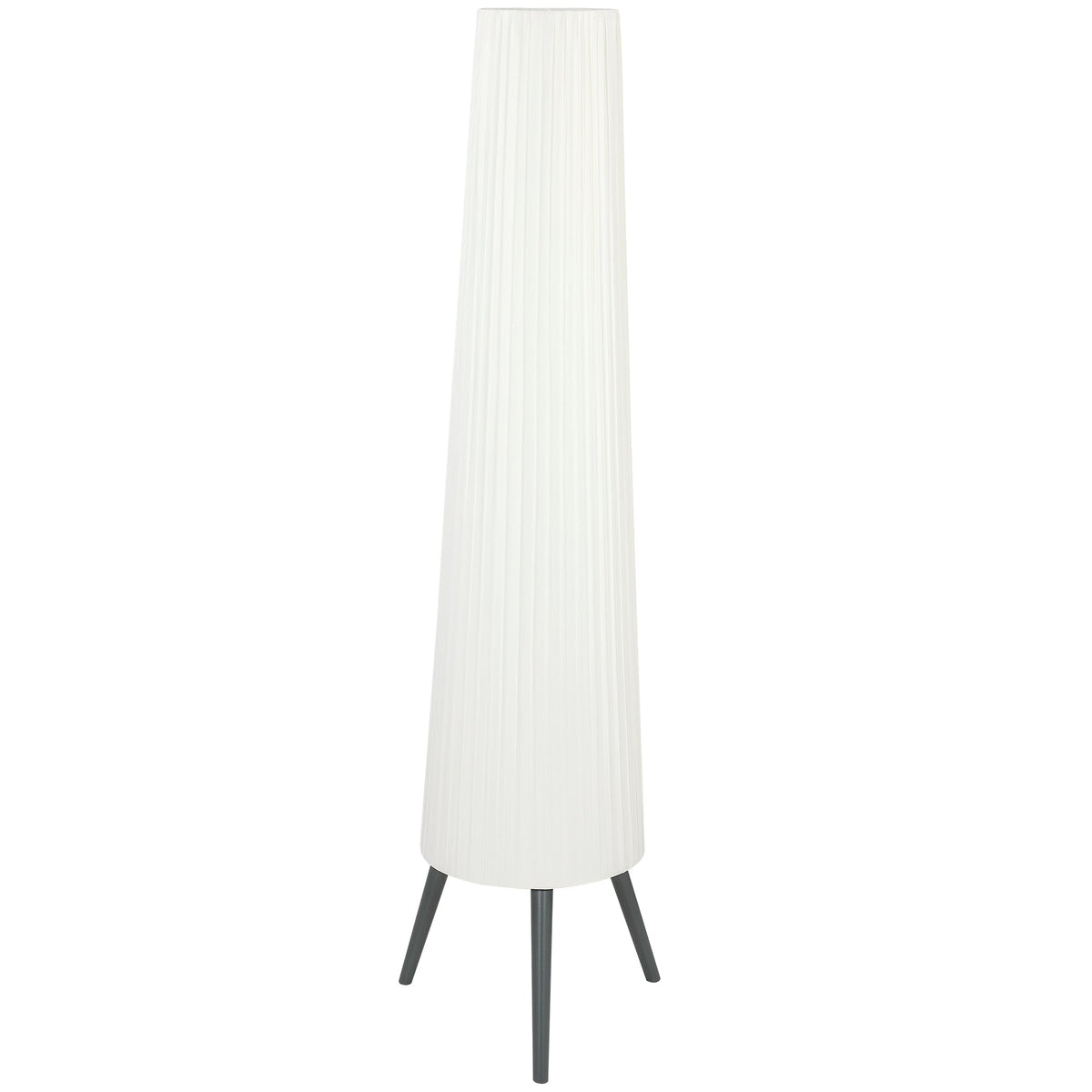 HOMCOM Dimmable Tripod Floor Lamp with Foot Switch, Nordic Standing Lamp with Fabric Shade, 153cm, White and Grey