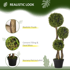 HOMCOM Decorative Artificial Trees Boxwood Ball Topiary Trees in Pot Fake Plants for Home Indoor Outdoor Decor, 90 cm