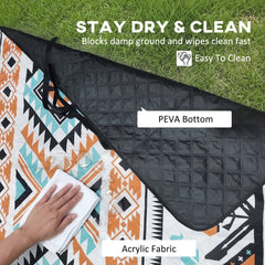Outsunny Picnic Blanket, 300x200CM Large Beach Blanket Outdoor Picnic Mat with Integrated Strap for Camping, Mix-Colour