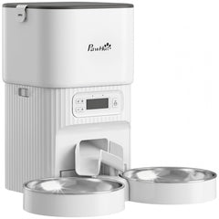 PawHut Automatic Cat Feeder Timed Portion Control Pet Food Dispenser with 2 Stainless Steel Bowls