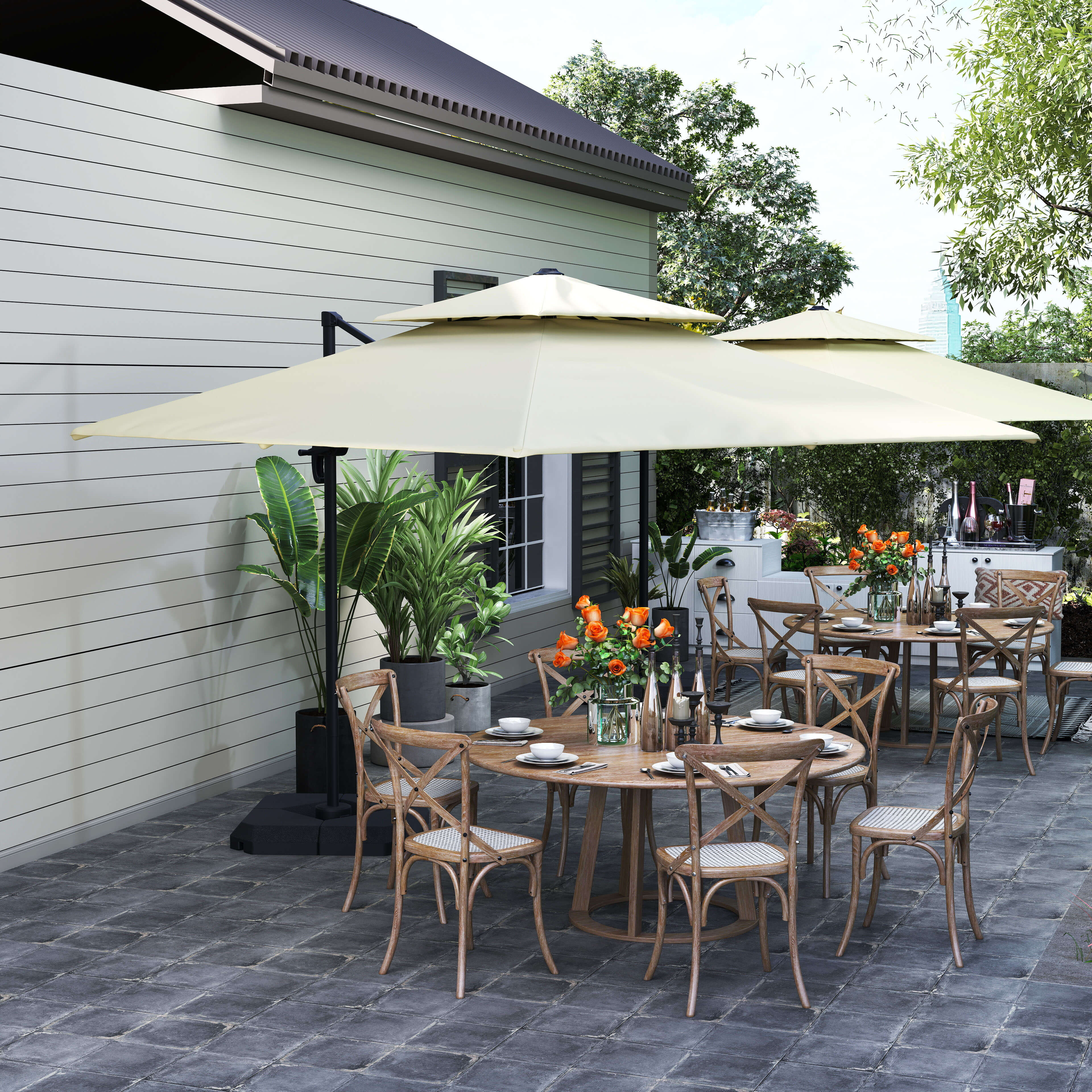 Outsunny Steel Frame Outdoor Roma Cantilever Umbrella