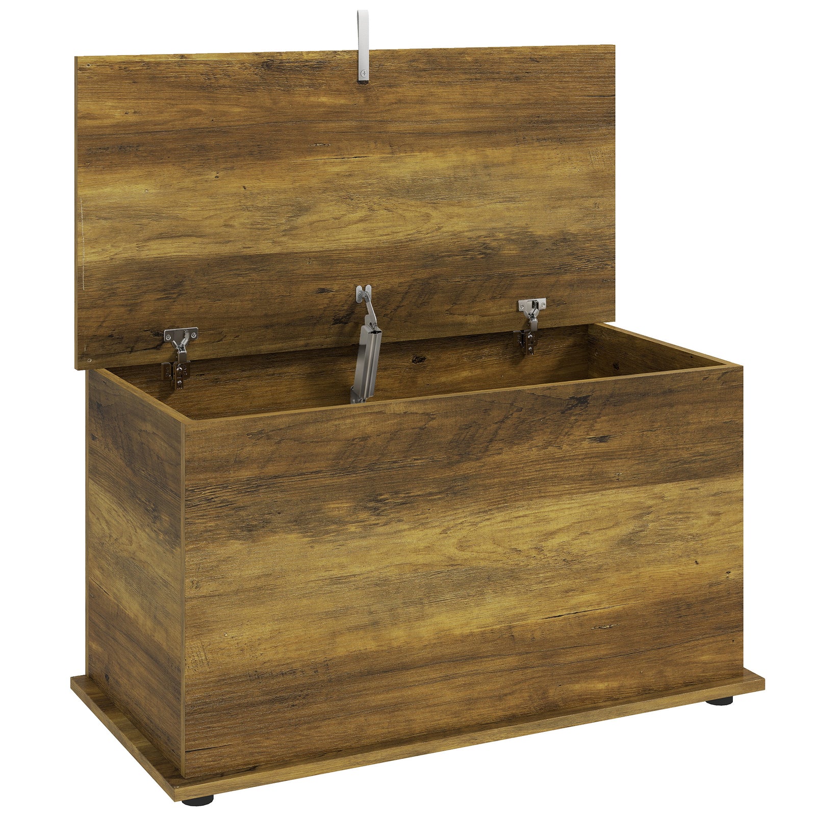 HOMCOM Storage Chest, 102L Blanket Box, Shoe Bench with Safety Hinged Lid, Bed End Bench for Bedroom, 80 x 40 x 45cm, Brown