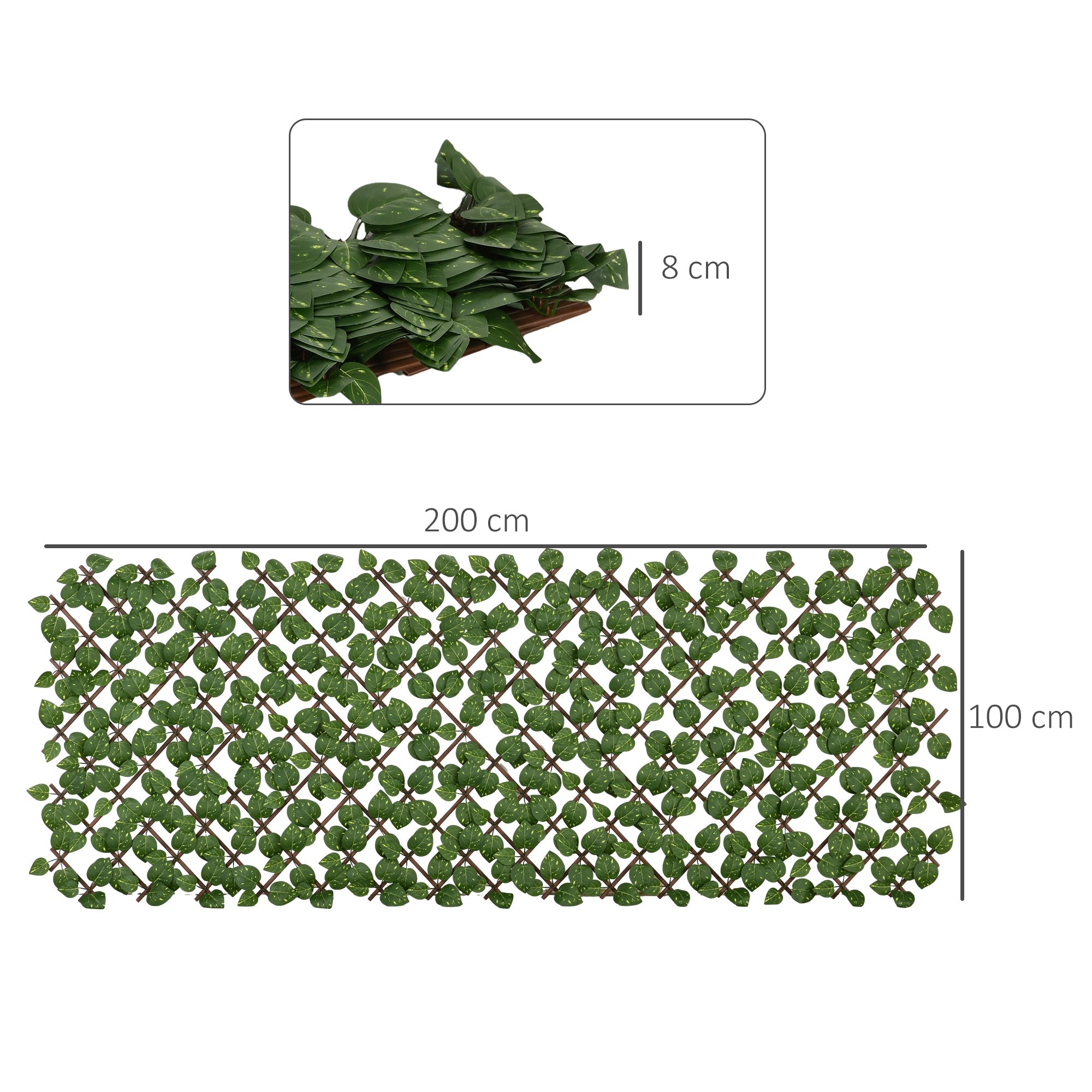 Outsunny Set of 2 Expandable Artificial Trellis Hedges â Realistic Leaf Privacy Screen, 2 x 1 m