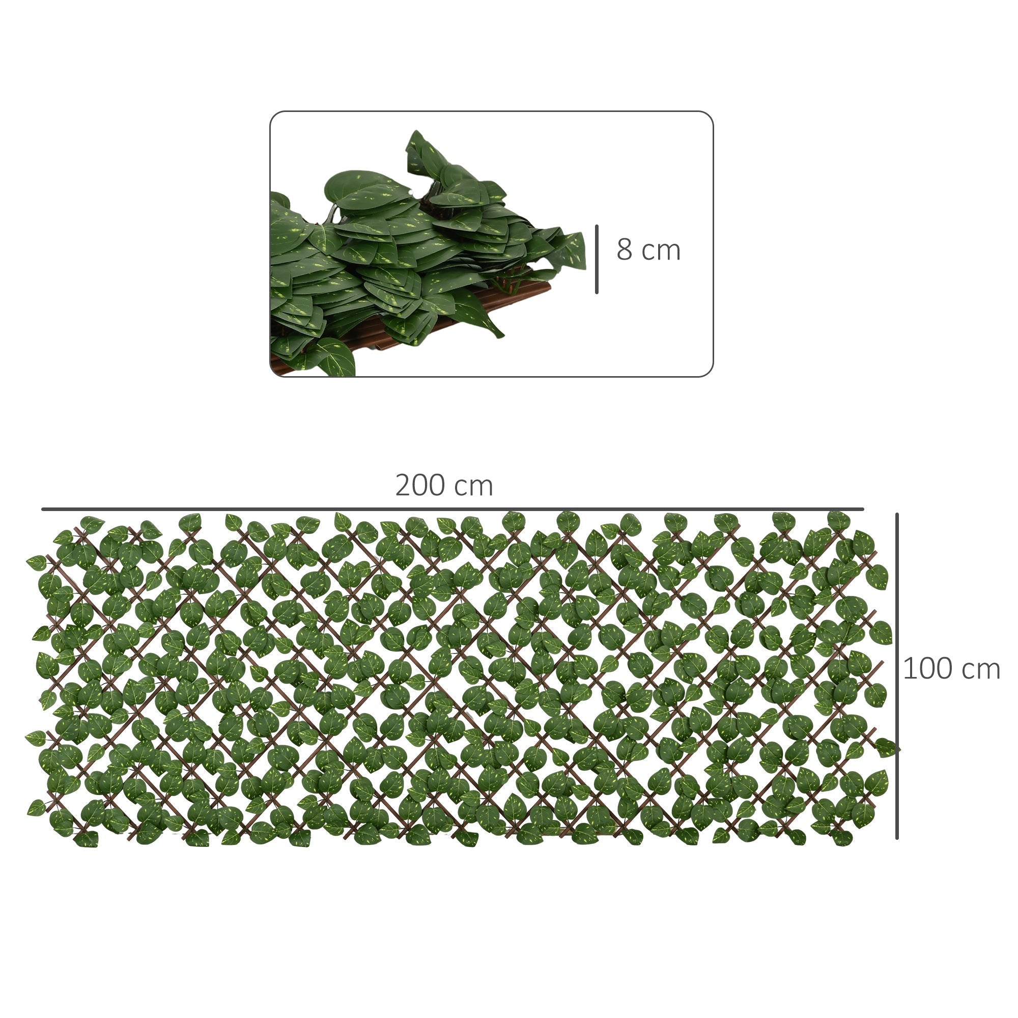 Outsunny Set of 2 Expandable Artificial Trellis Hedges - Realistic Leaf Privacy Screen, 2 x 1 m