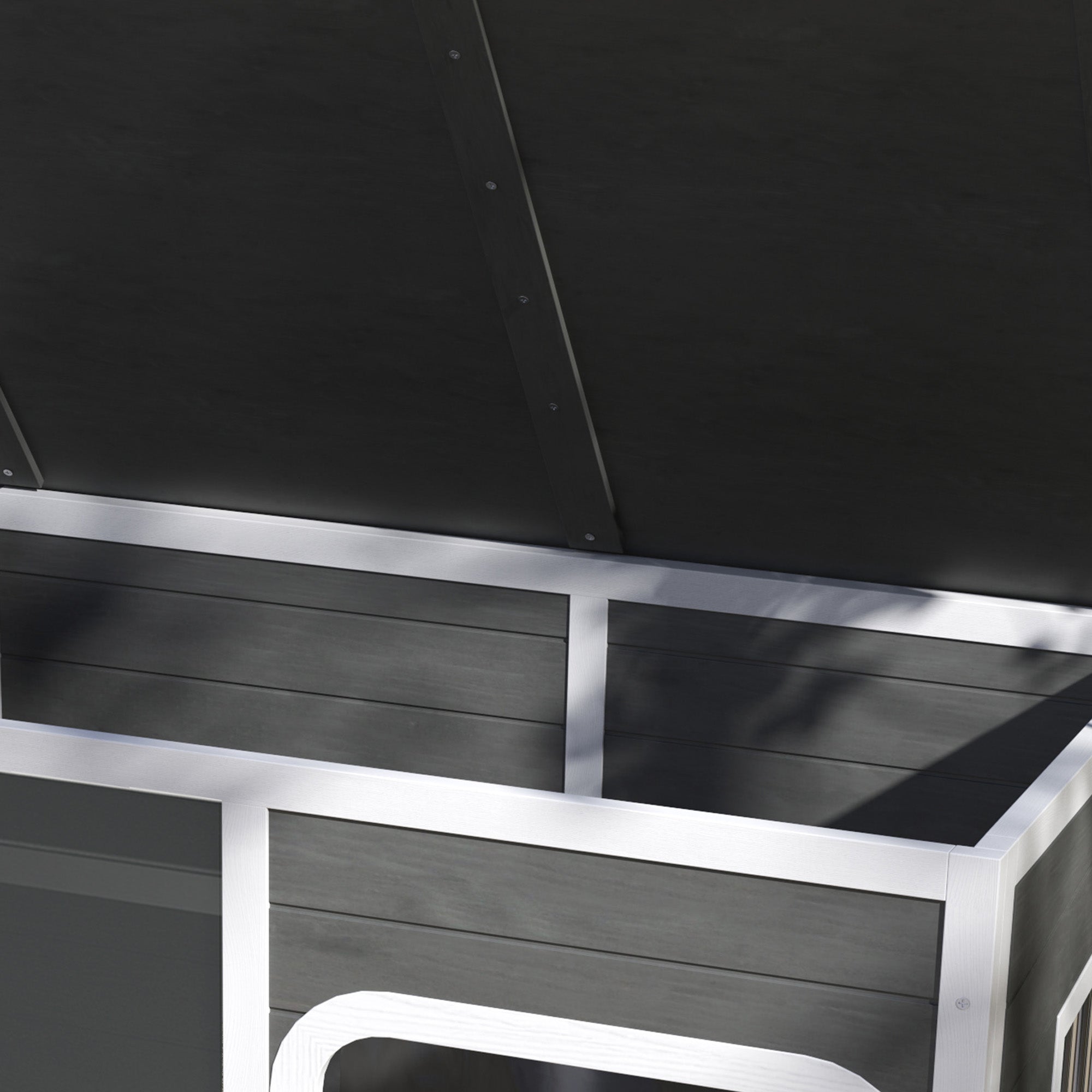 PawHut Wooden Outdoor Dog House, with Asphalt Openable Top, Removable Floor, Clear Front Panel, Curtain, 103 x 77 x 83cm