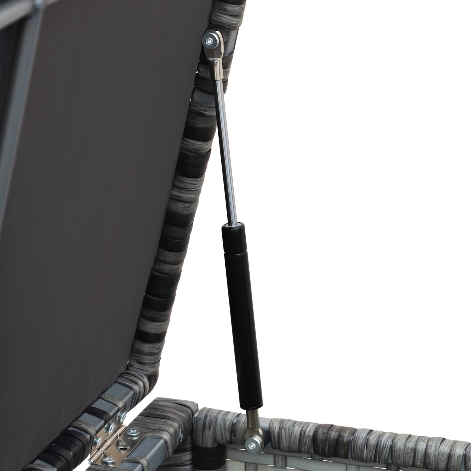 Outsunny 4pc Garden Rattan Wicker Outdoor Furniture Patio Corner Sofa Love Seat and Table Set with Cushions Side Desk Storage, Mixed Grey