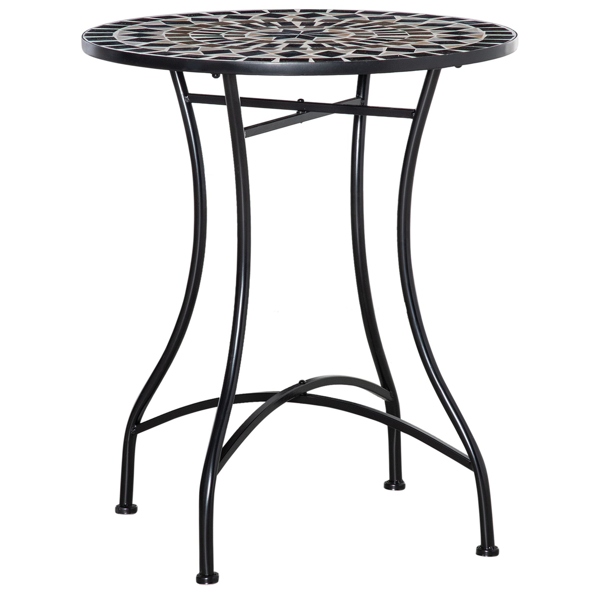 Outsunny 60cm Mosaic Outdoor Patio Table - Black