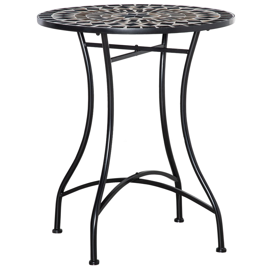Outsunny Î¦60cm Mosaic Outdoor Patio Table - Black