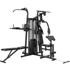 SPORTNOW All-in-One Home Gym Machine, Multifunctional Power Cage with 69 kg Weight Stack and Pulley System, Black