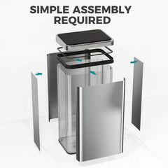 HOMCOM 50L Sensor Bin with Soft-Close Lid, Stainless Steel Automatic Touchless Motion Sensor Kitchen Bin, Silver Tone