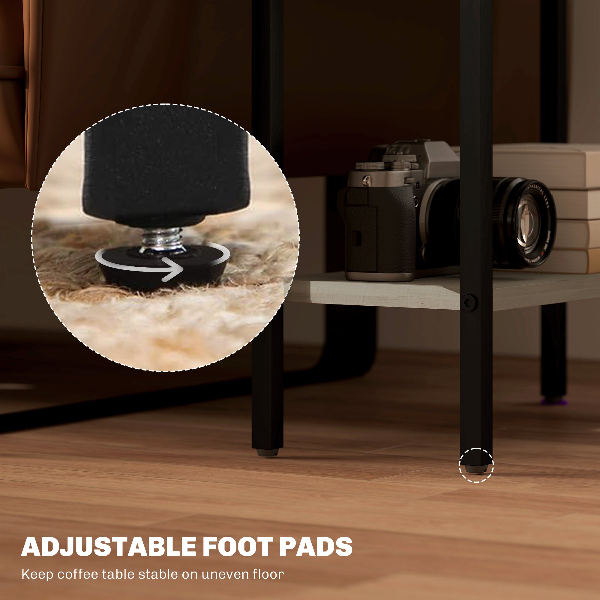 HOMCOM Three Shelf Industrial Side Table, Grey