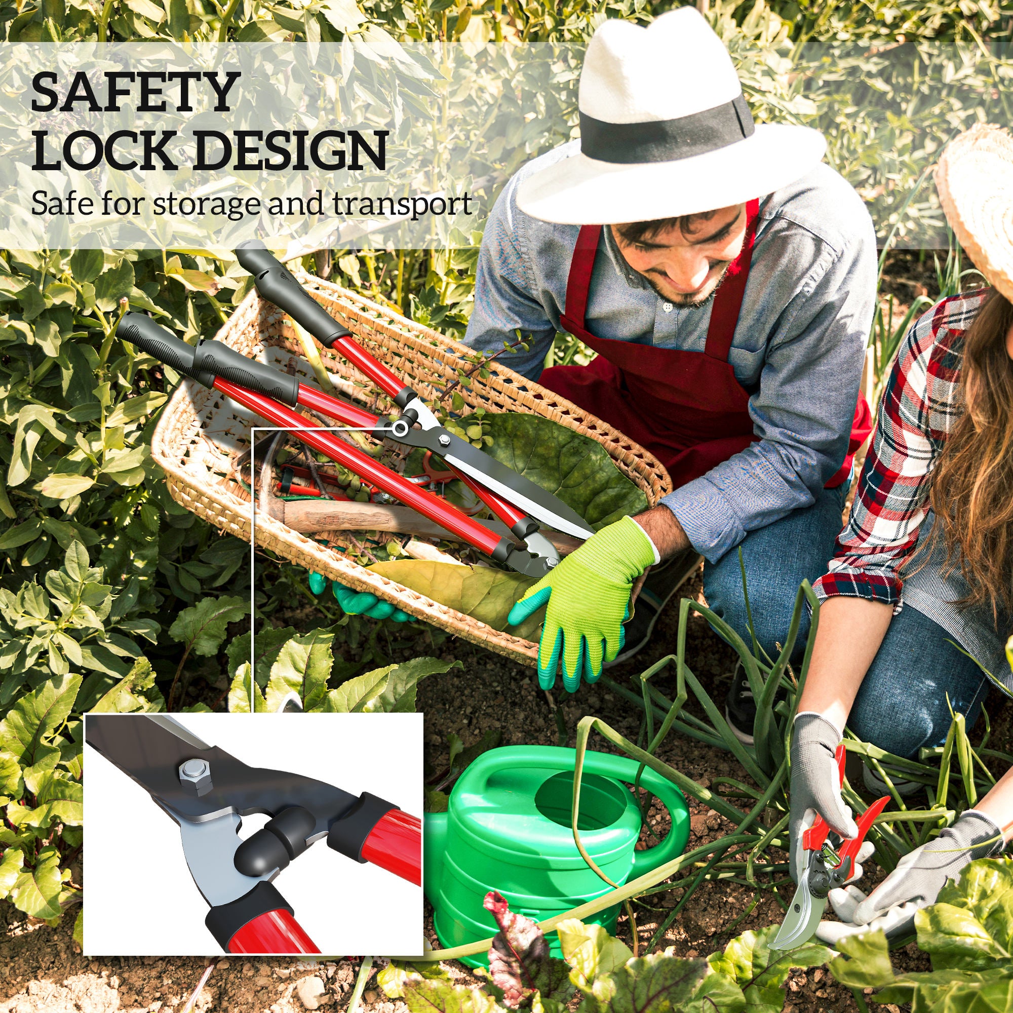 Outsunny 3 Pcs Garden Shears Set with Hedge Shears, Lopper, Garden Secateurs, Lightweight and Compact, Tree Shrub Care Kit for Pruning with Soft Grip Handle