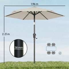 Outsunny 2m Garden Parasol Umbrella, Outdoor Table Parasol Umbrella with Crank Handle, Tilt Function, UV30+ Protection