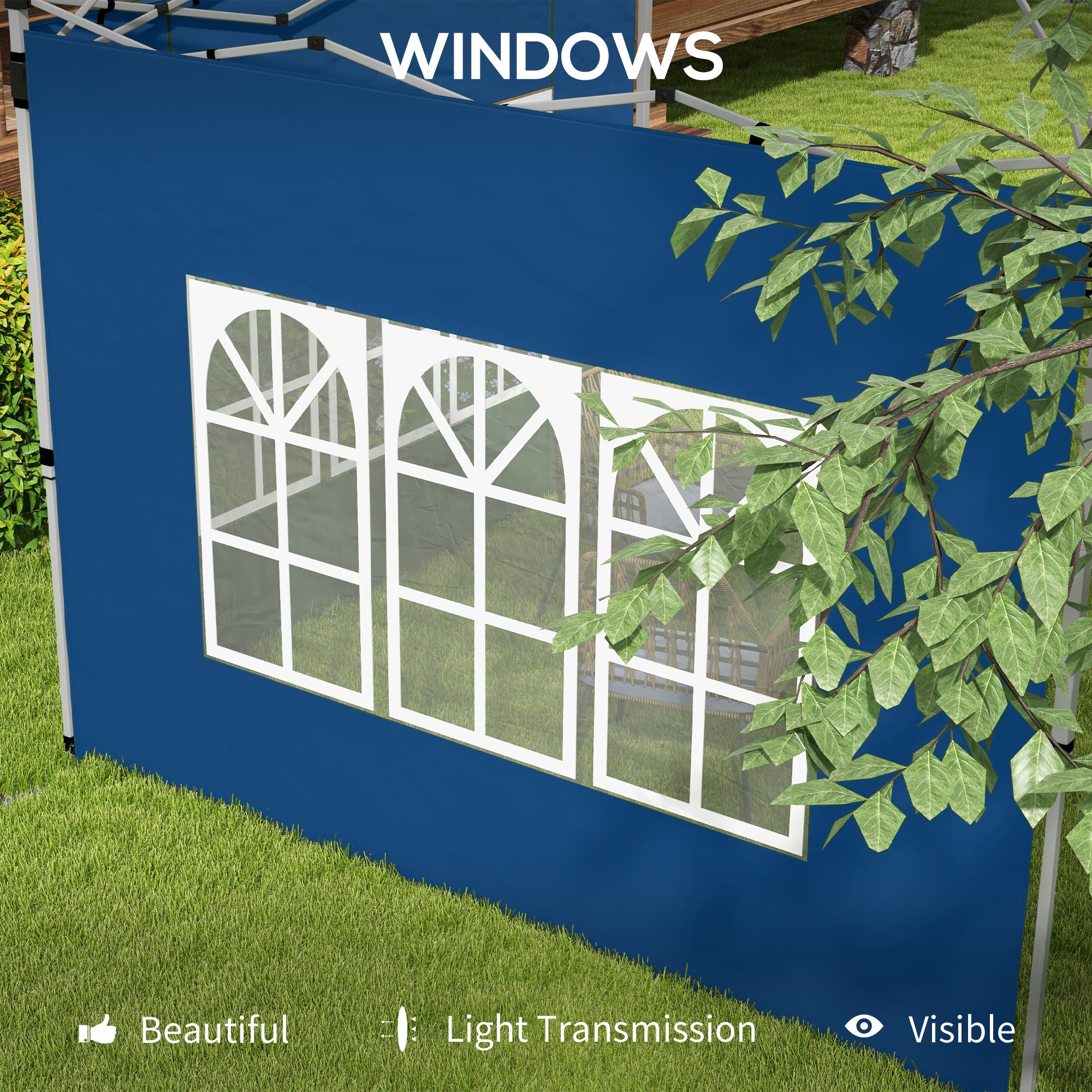 Outsunny Set of 2 Gazebo Side Panels - Blue