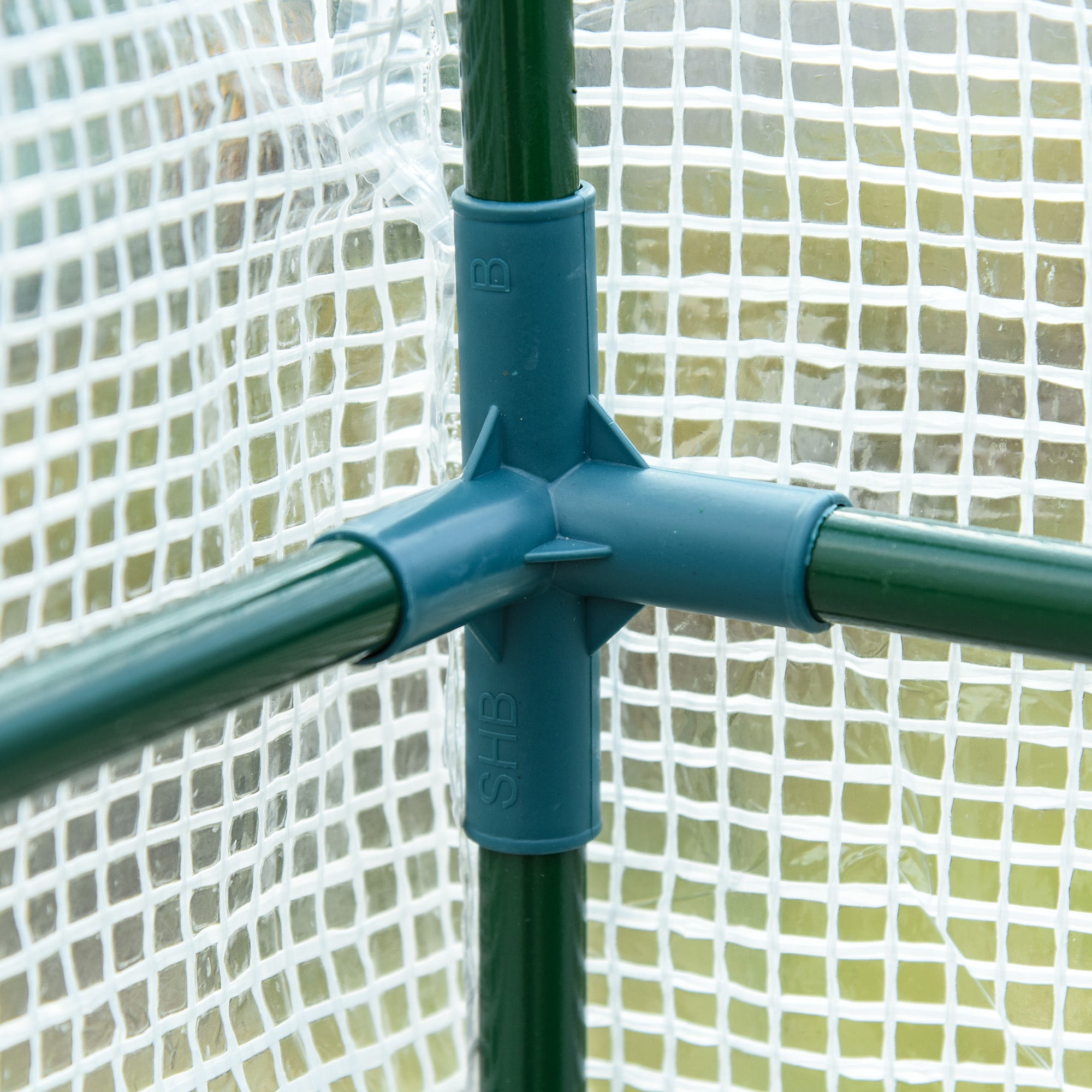 Outsunny Walk-In Lean to Wall Greenhouse with Windows and Doors, Outdoor Green House with 3 Tiers 4 Wired Shelves, 200L x 100W x 215Hcm, White