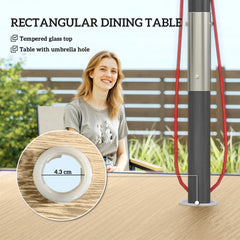 Outsunny Five-Piece Metal Dining Set, with Glass-Top Table - Khaki