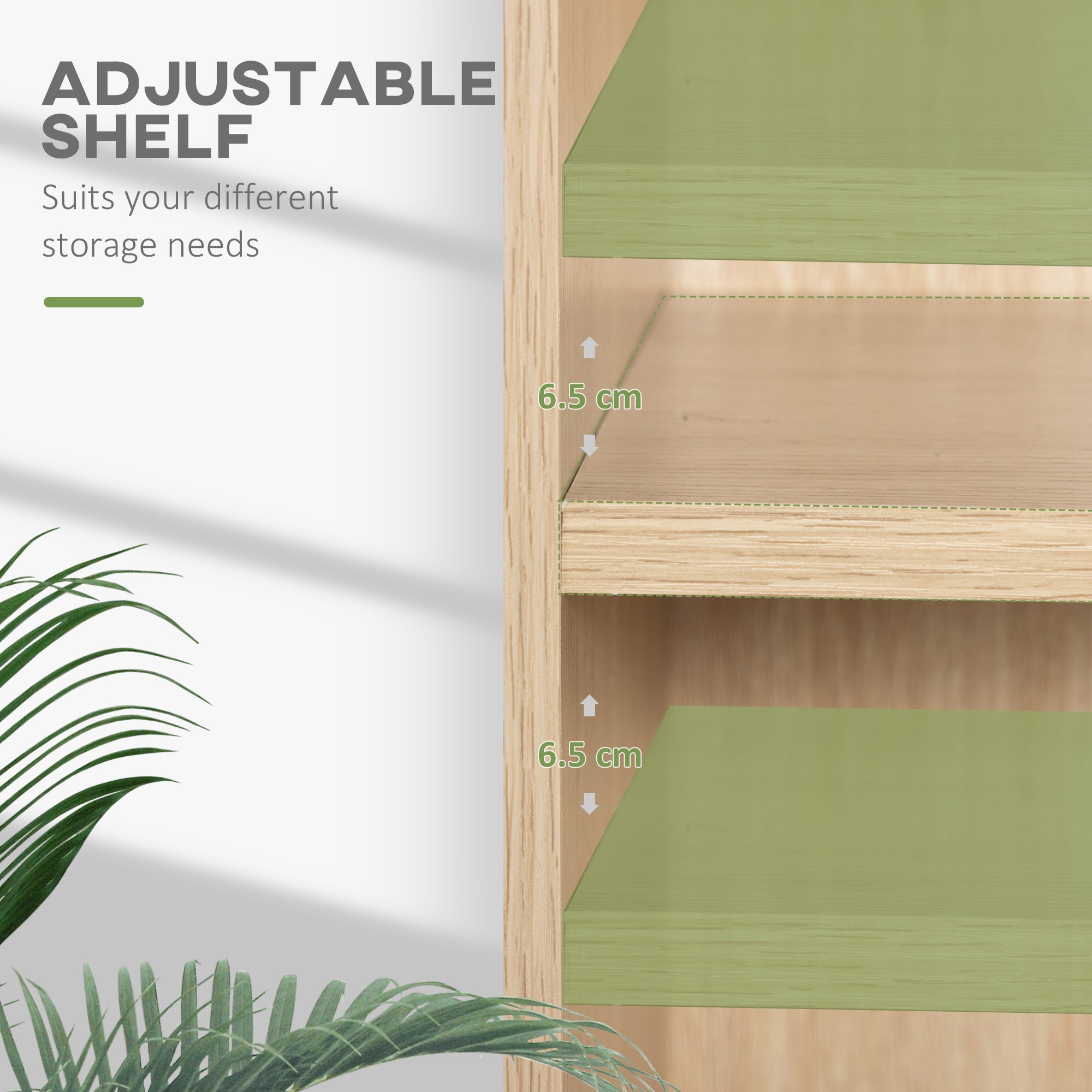 HOMCOM 2 Tier Bookshelf, Low Bookcase with Adjustable Shelf, 2 Compartments for Home Office, Living Room, Study, Natural