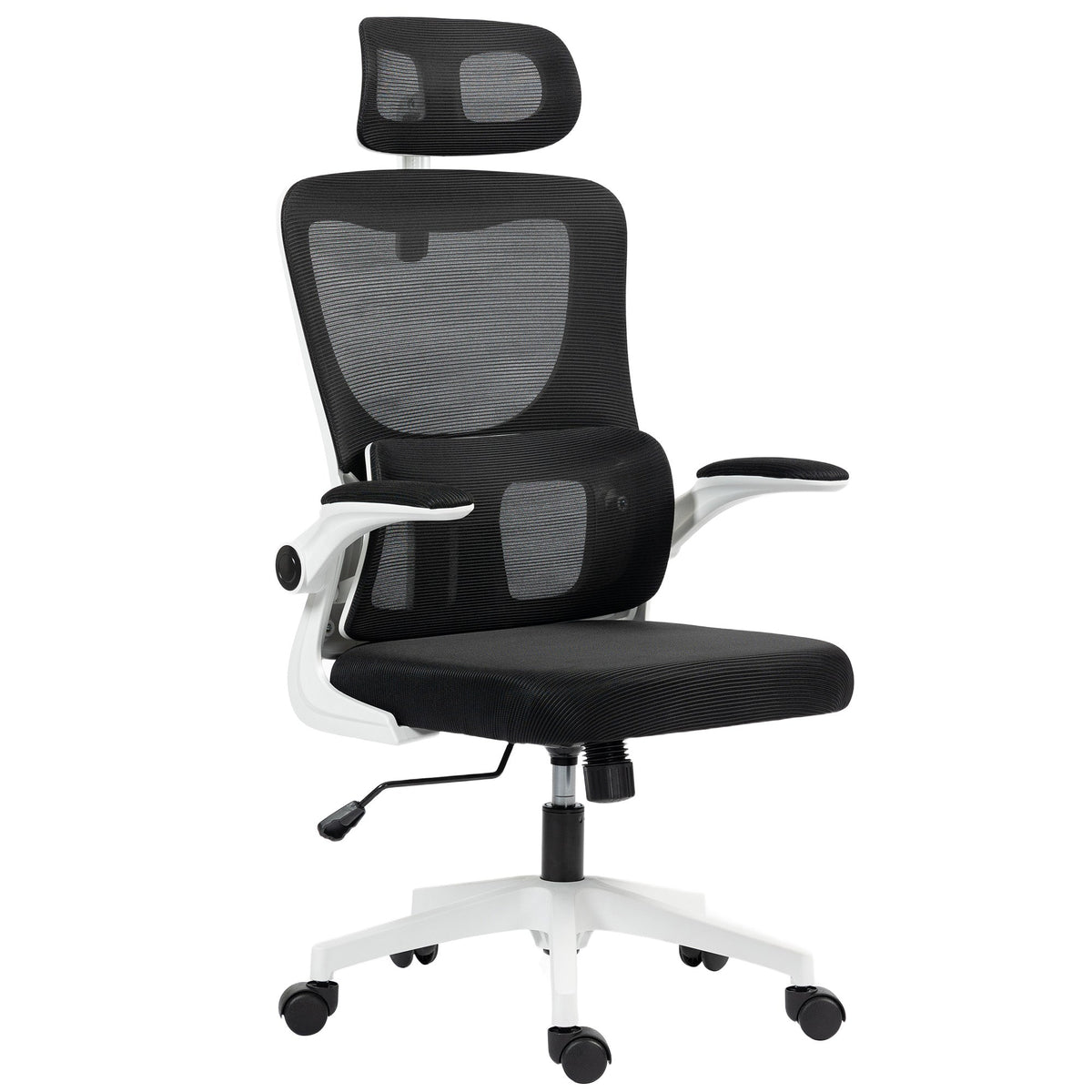 Vinsetto Ergonomic Office Chair, High Back Mesh Computer Desk Chair with Adjustable Headrest and Lumbar Support, Rotatable Armrests, Tilt Function for Home Office, Black