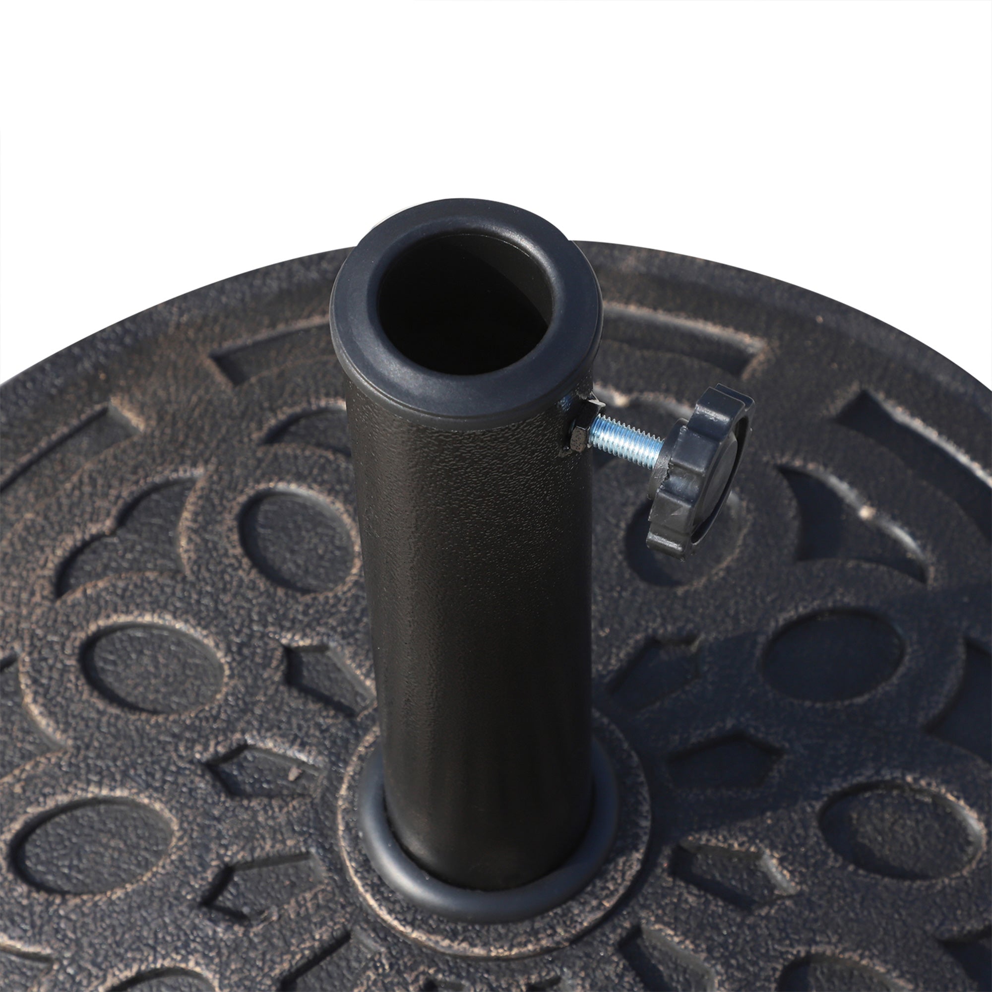 Outsunny 14kg Round Garden Parasol Base Holder Decorative Resin Market Umbrella Stand with Adjustable Coupler, Bronze