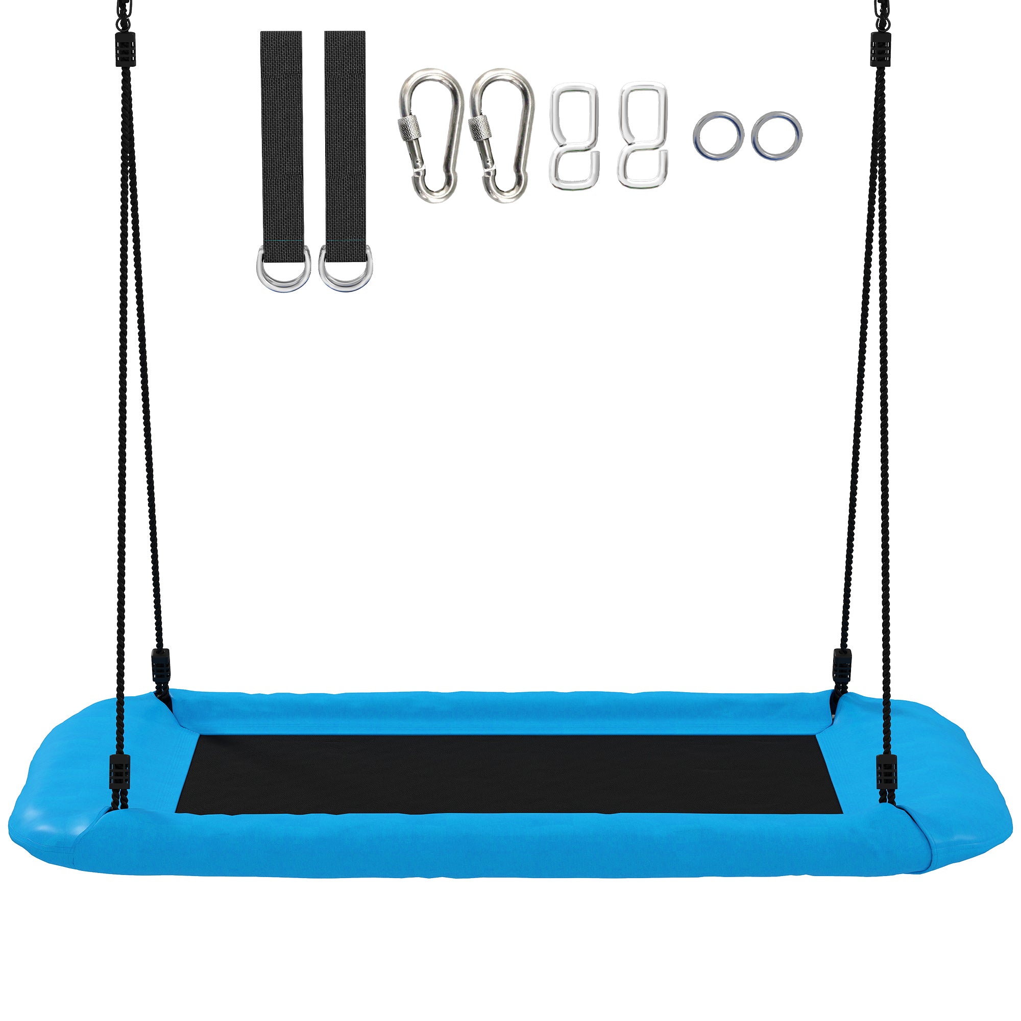 AIYAPLAY Nest Swing with Adjustable Ropes and Tree Straps, Basket Swing for Kids, 300KG Capacity for Indoor Outdoor, Blue